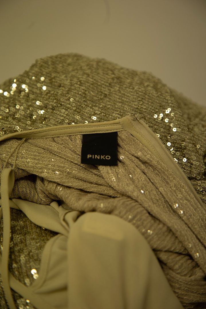 Pinko S/S Flared Sleeve Sequin Jumpsuit Gold 8