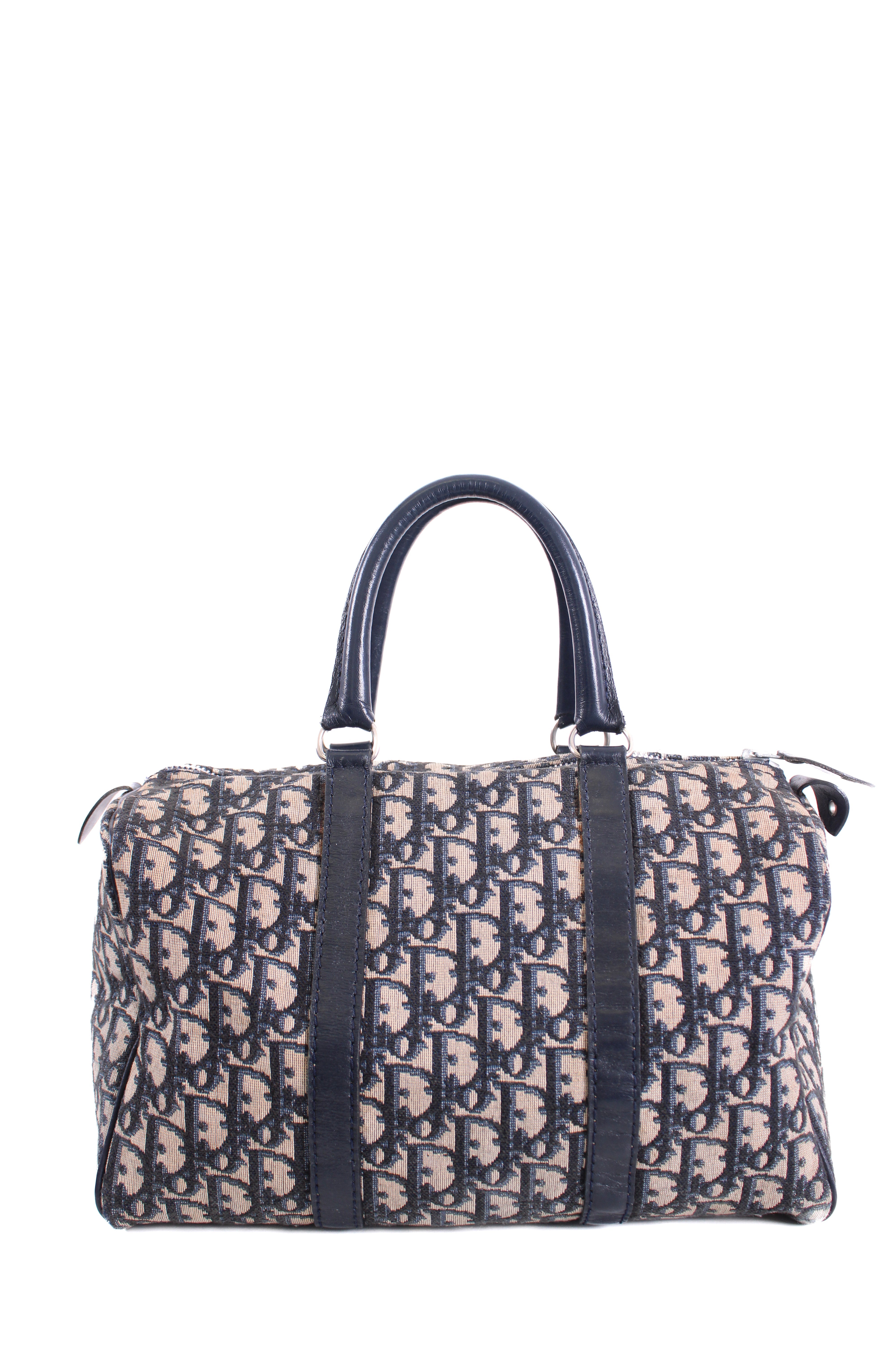 Christian Dior Oblique Monogram Boston Bag Beige/ Navy 30
