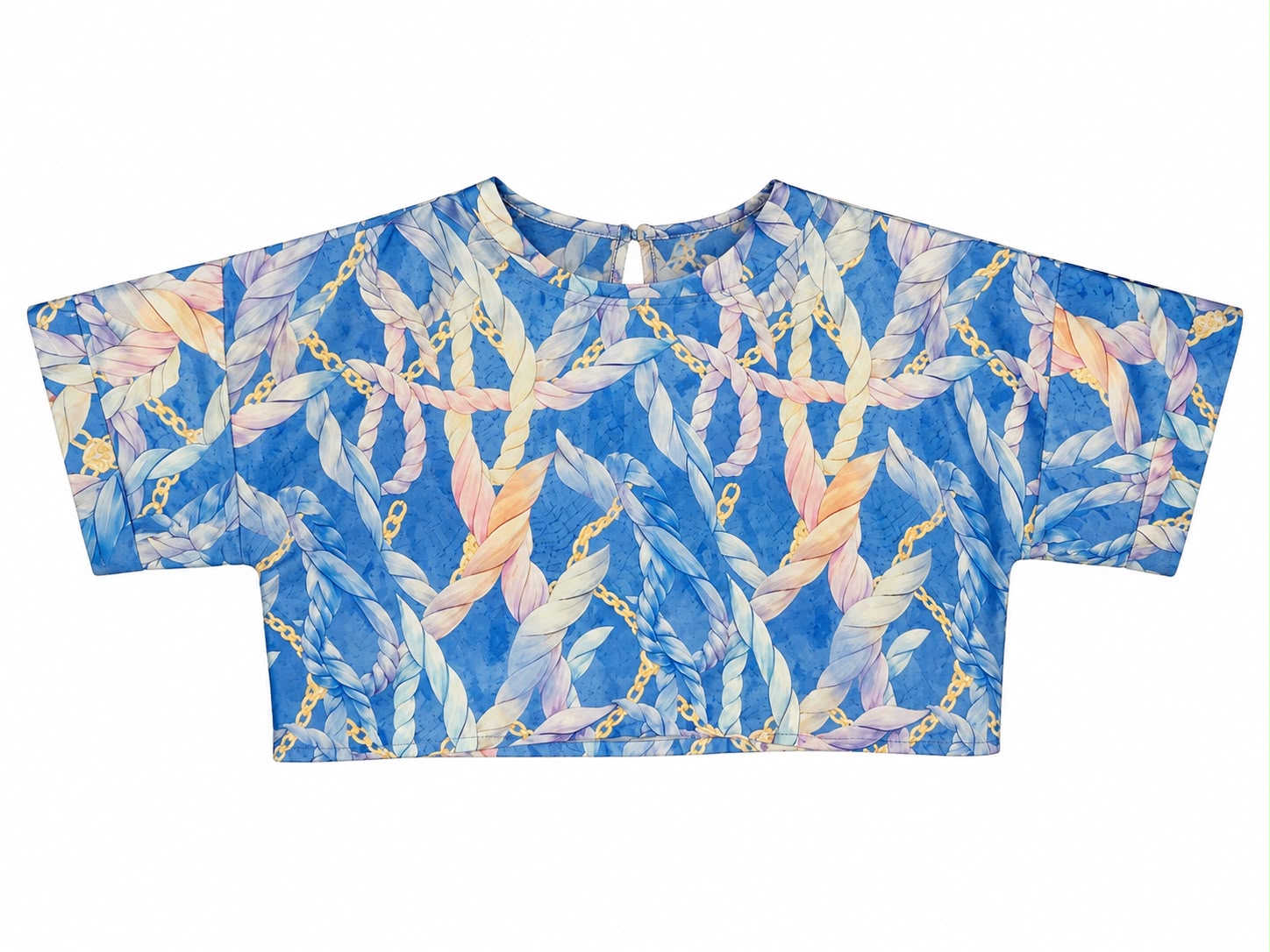 CROP TEE SHIRT ANDY PIPPING BLUE CHAIN MCL12631