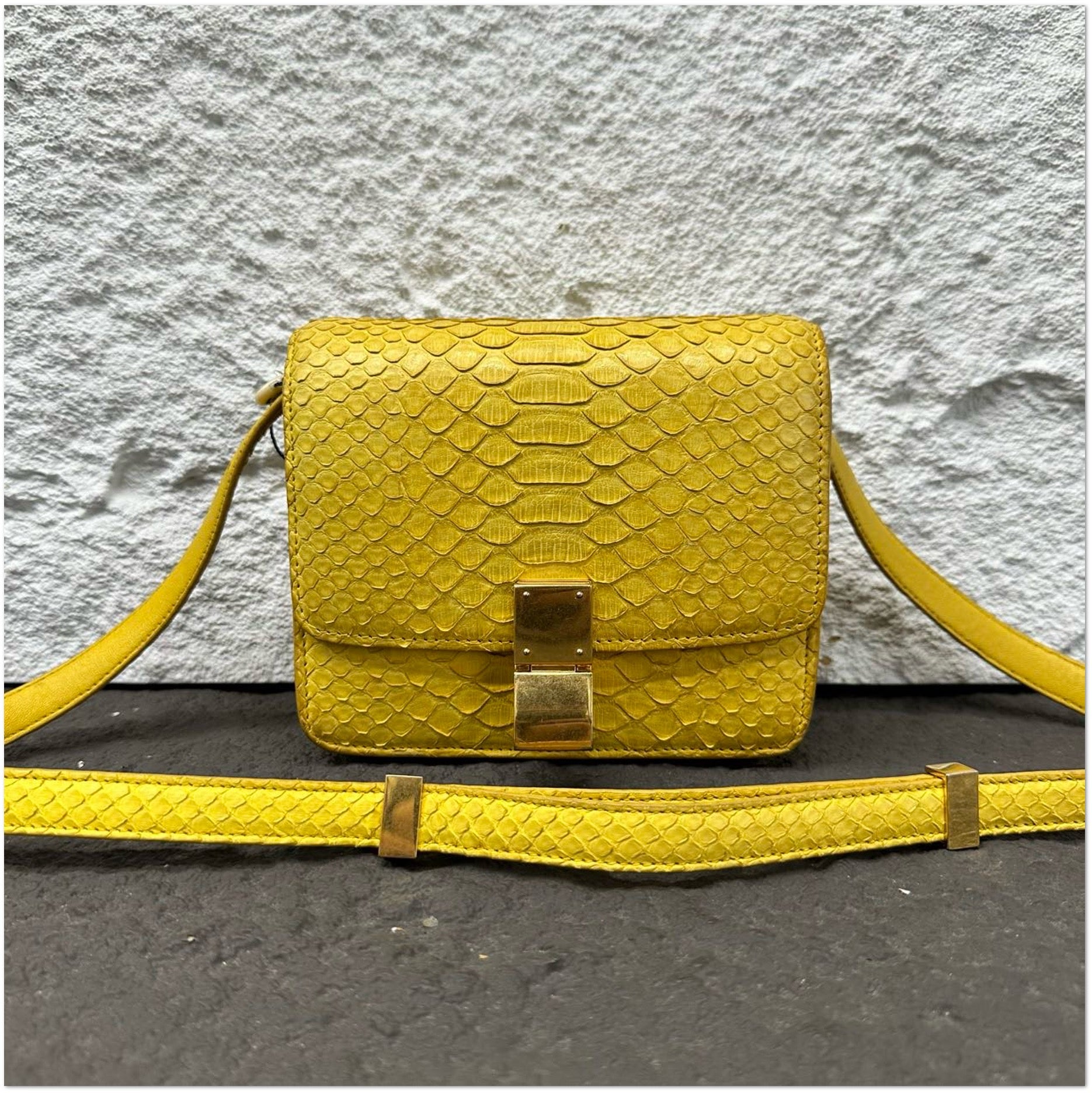 Celine Canary Python Leather Classic Box Shoulder Bag C19498235372