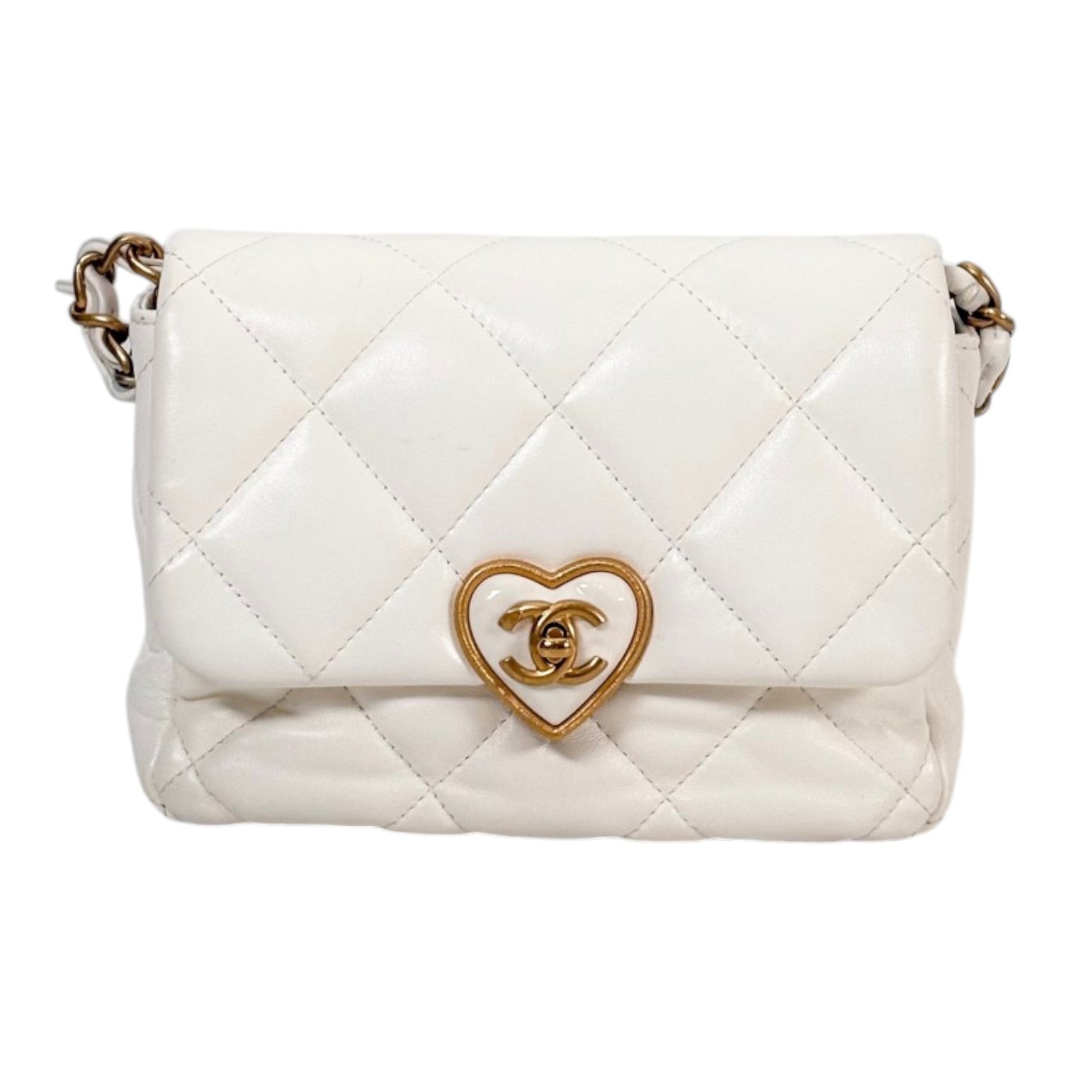 Chanel Small Coco CC Love Heart Flap Bag with Gold Hardware