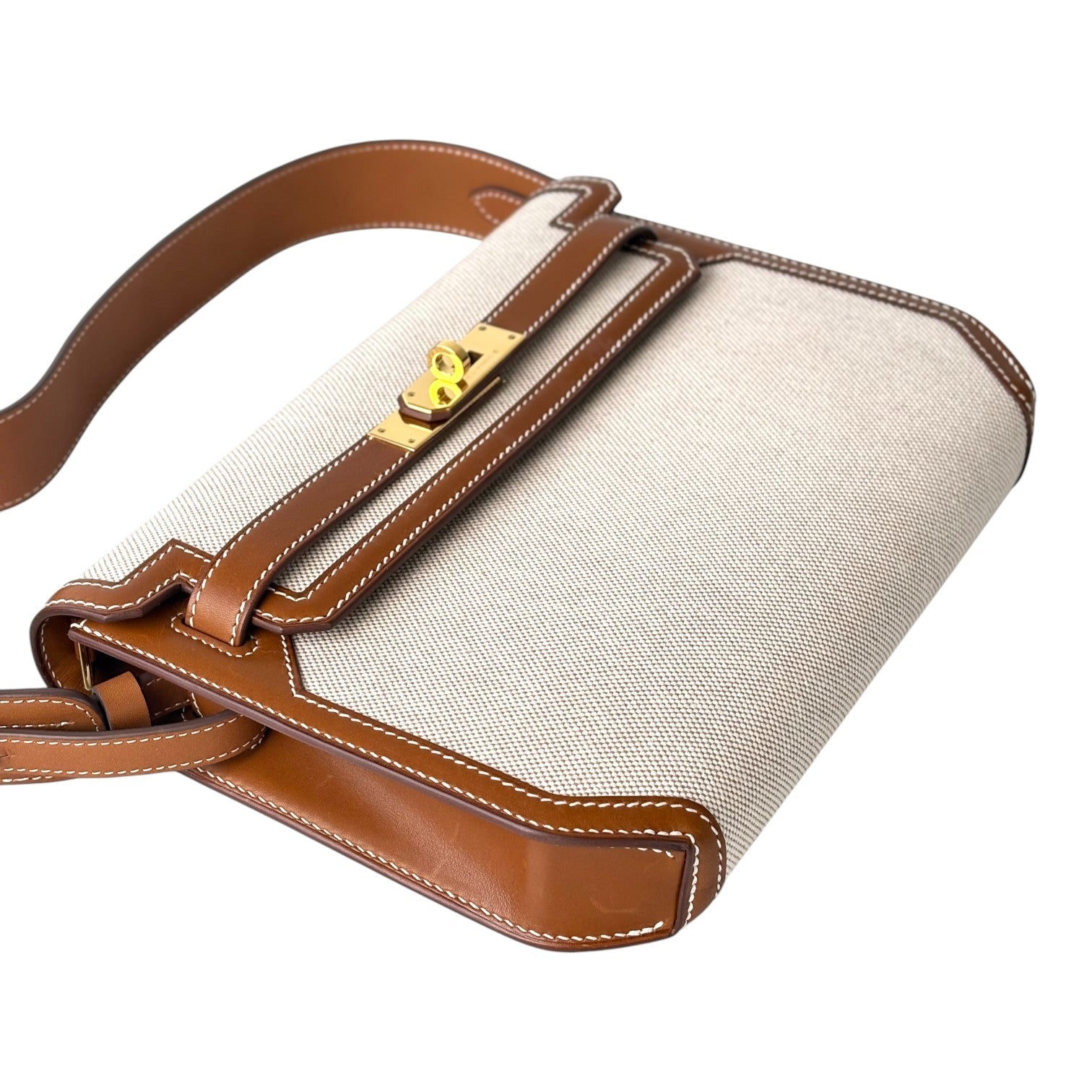 Hermes Kelly Pochette Depeches 25 Ecru Beige/Fauve Bag