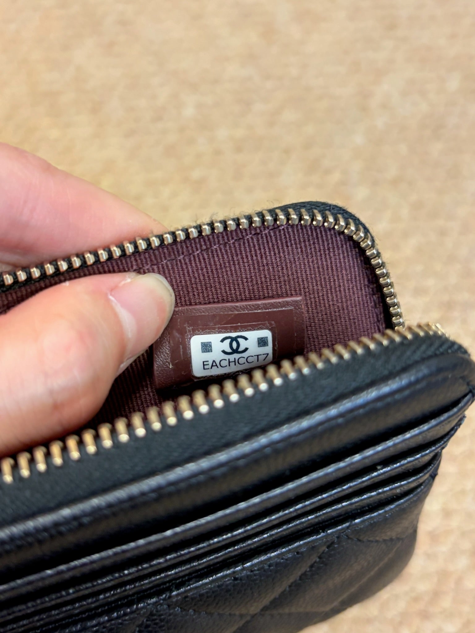 Chanel Caviar Quilted Zip Card Holder Wallet Black