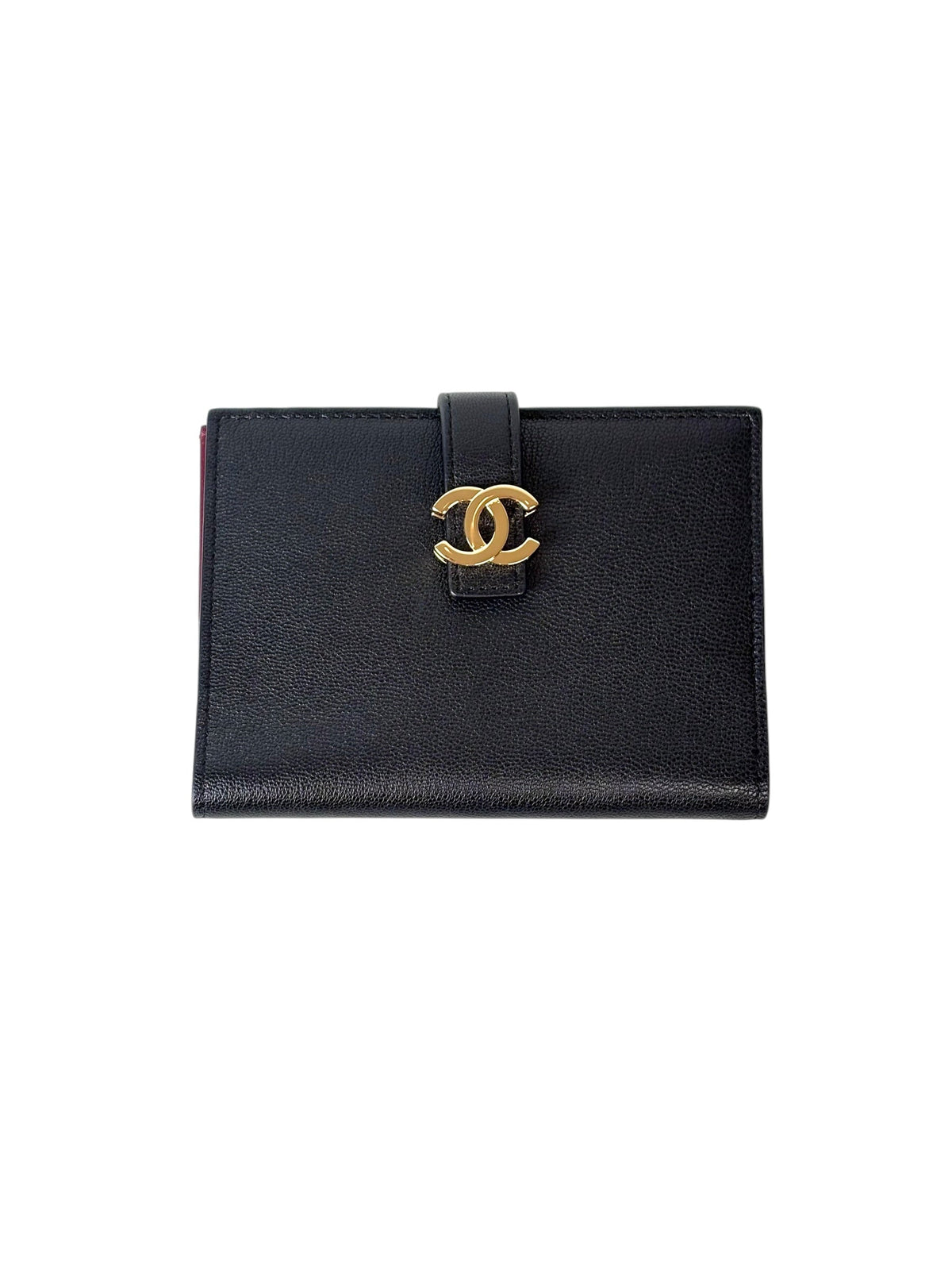 Chanel Black Calf Leather Passport Holder Wallet