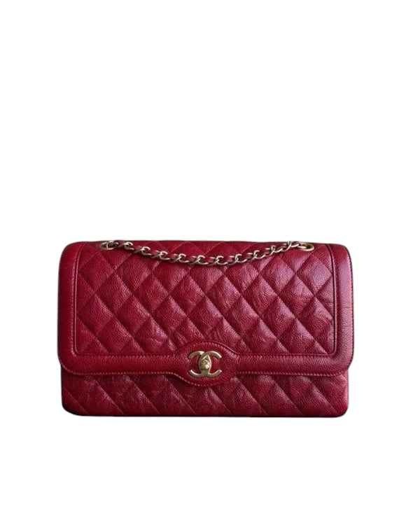CHANEL SEASONAL TWO-TONE FLAP - CAVIAR QUILTED RED GOLD HARDWARE SERIES 21 SYCMCA127