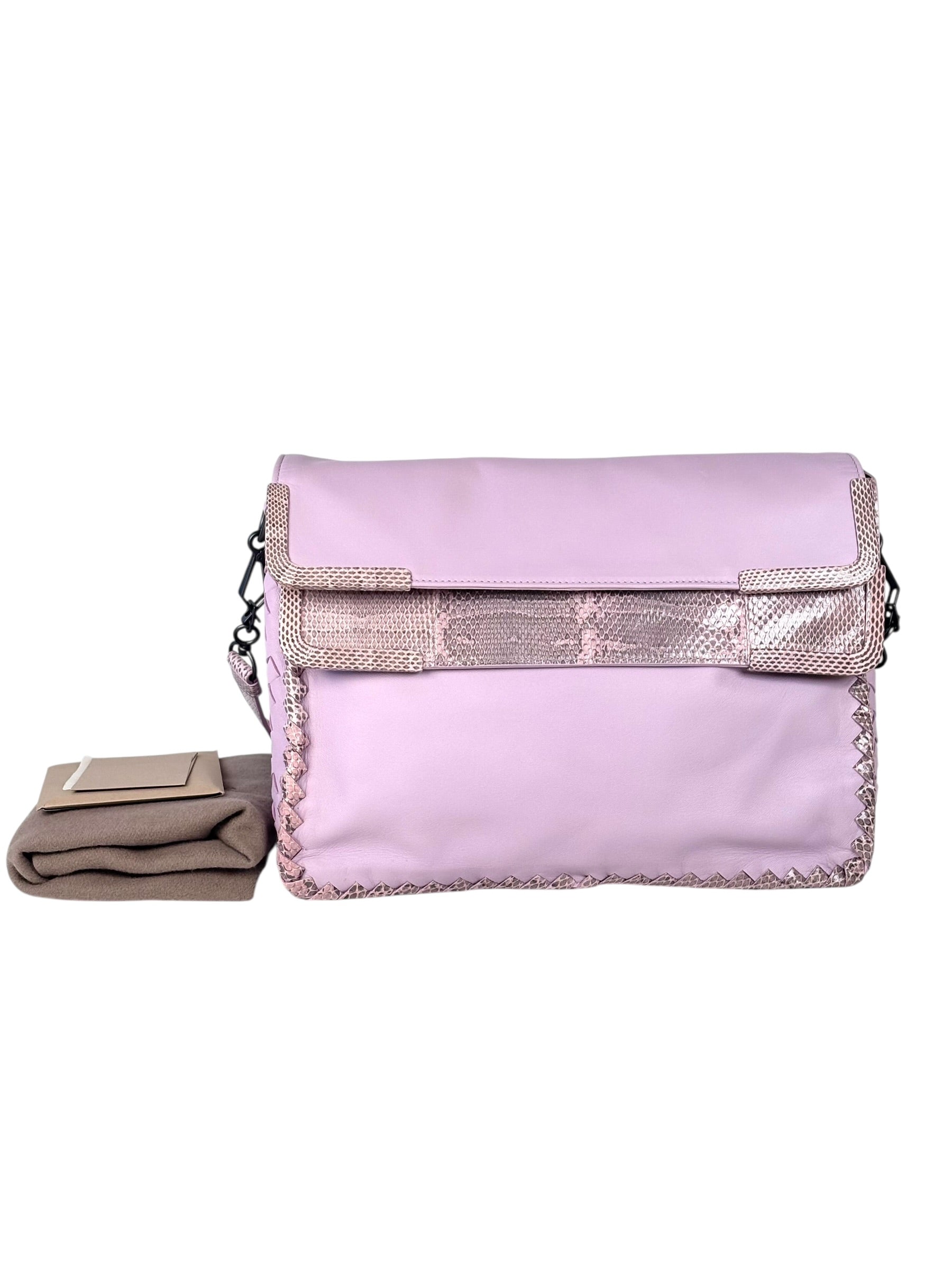 Bottega Veneta 2 Tone Cross Body Bag in Mauve