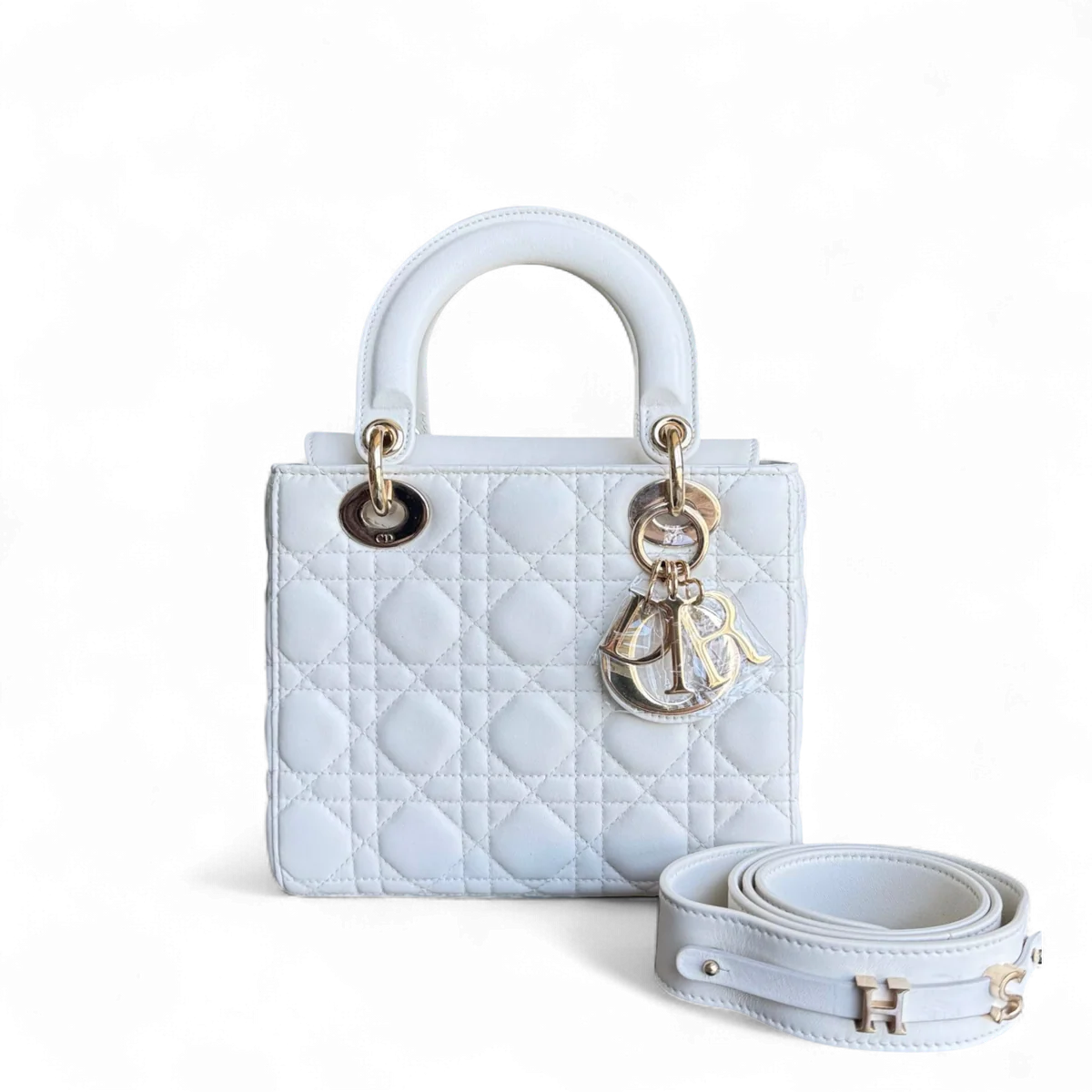 DIOR MYABC LADY SMALL - CANNAGE LAMBSKIN WHITE GOLD HARDWARE SYCM503