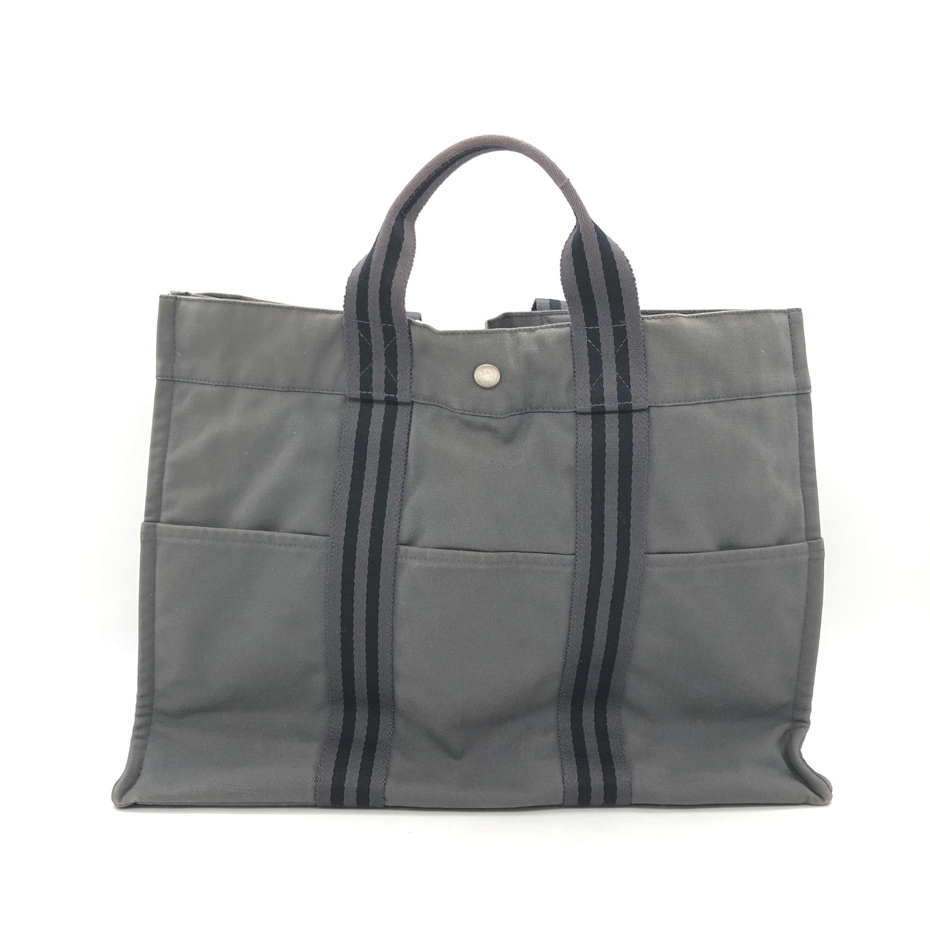 Hermès Fourre Tout MM Gray Canvas Tote Bag C334798