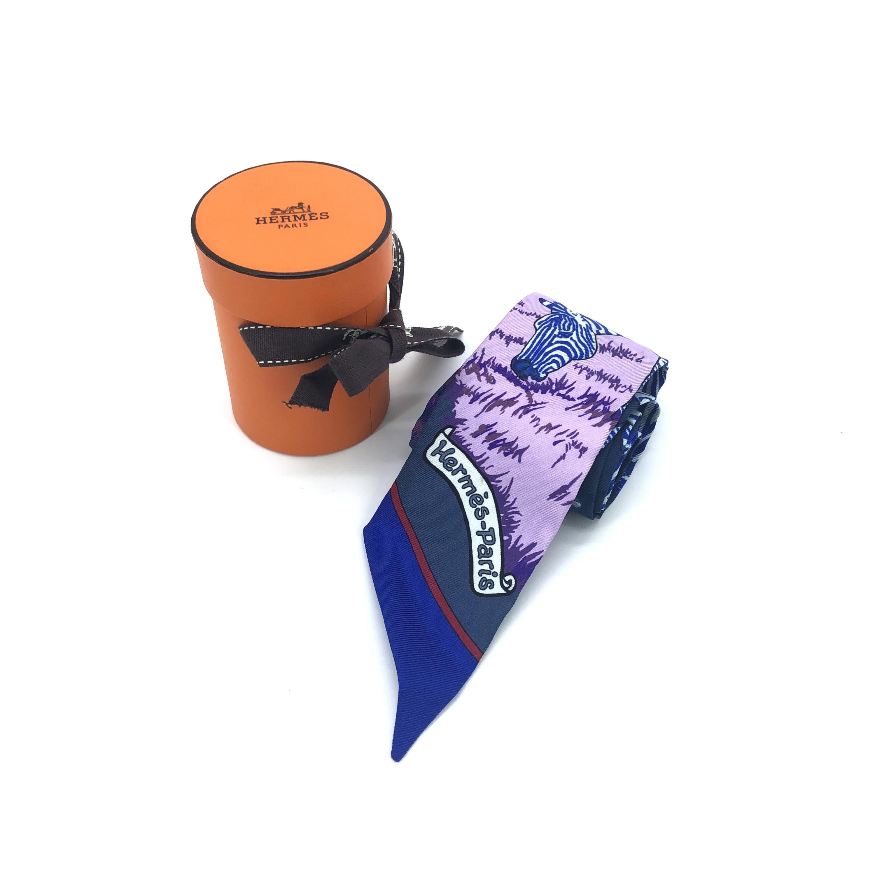 Silk Zebra Twilly Scarf With Box C318947