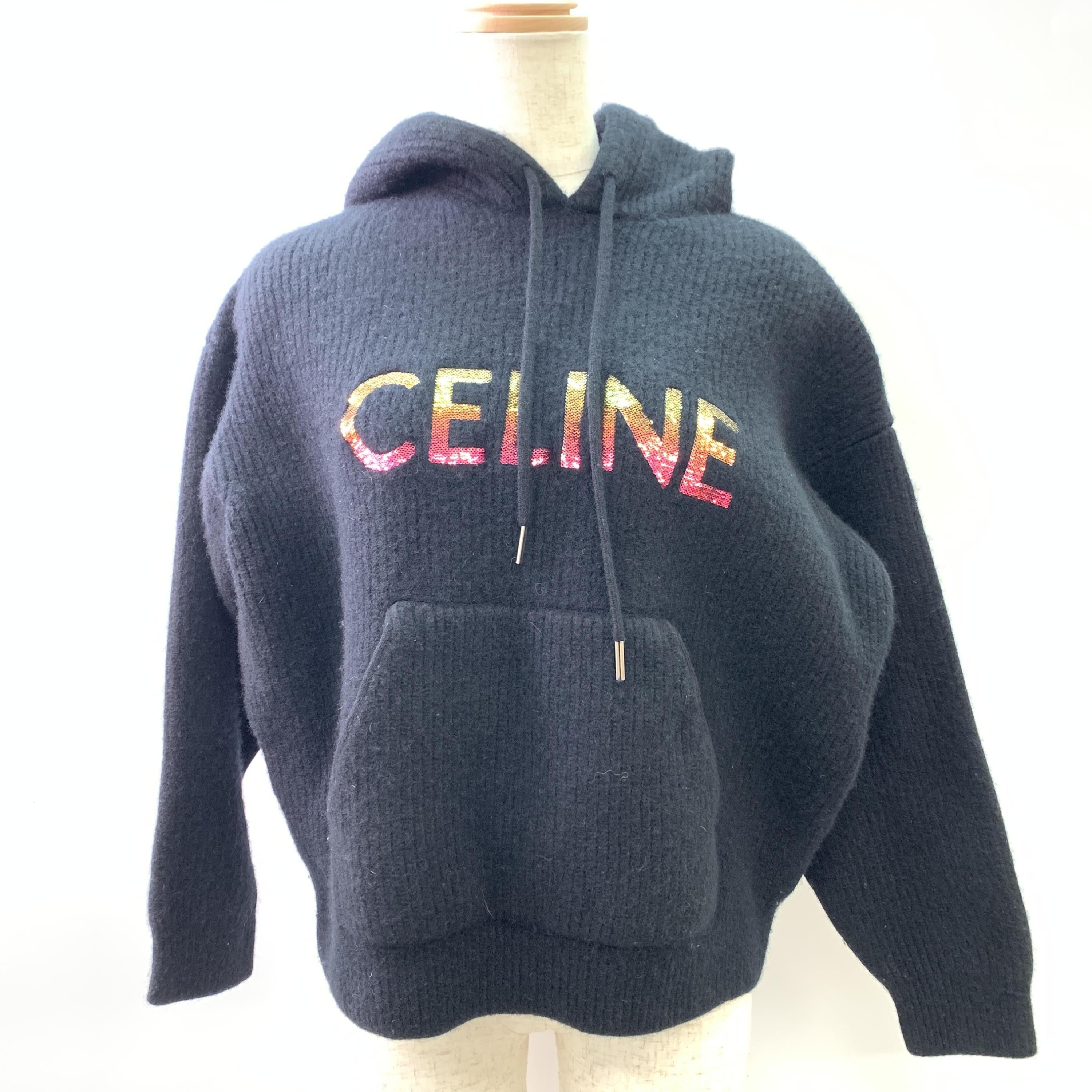 Celine Ribbed Wool Hoodie With Sequins C326780
