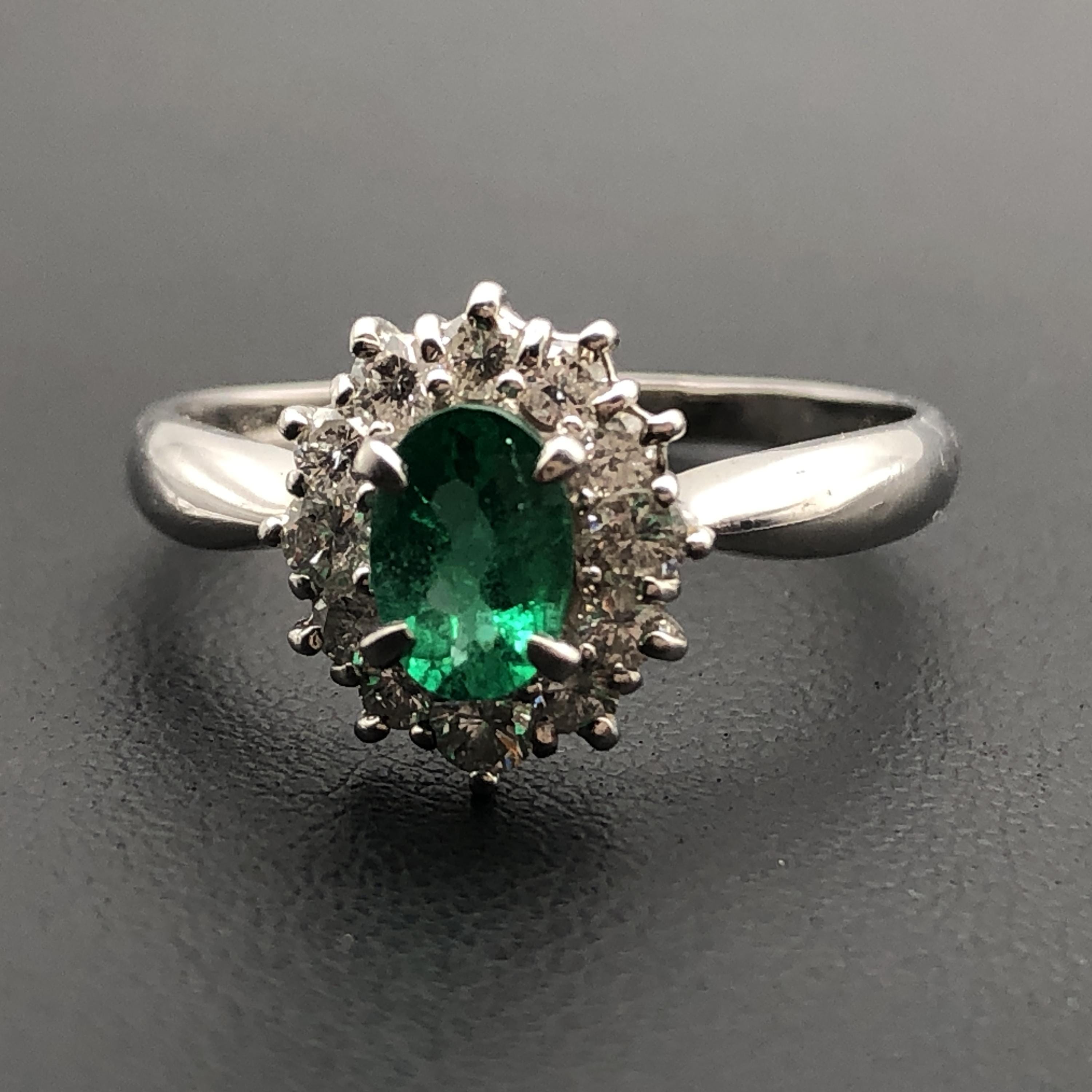 Custom Jewelry 1P Emerald & Diamond Ring, E(0.41ct), D(0.37ct), PT850, 4.2g, US Size 8.5 C297224