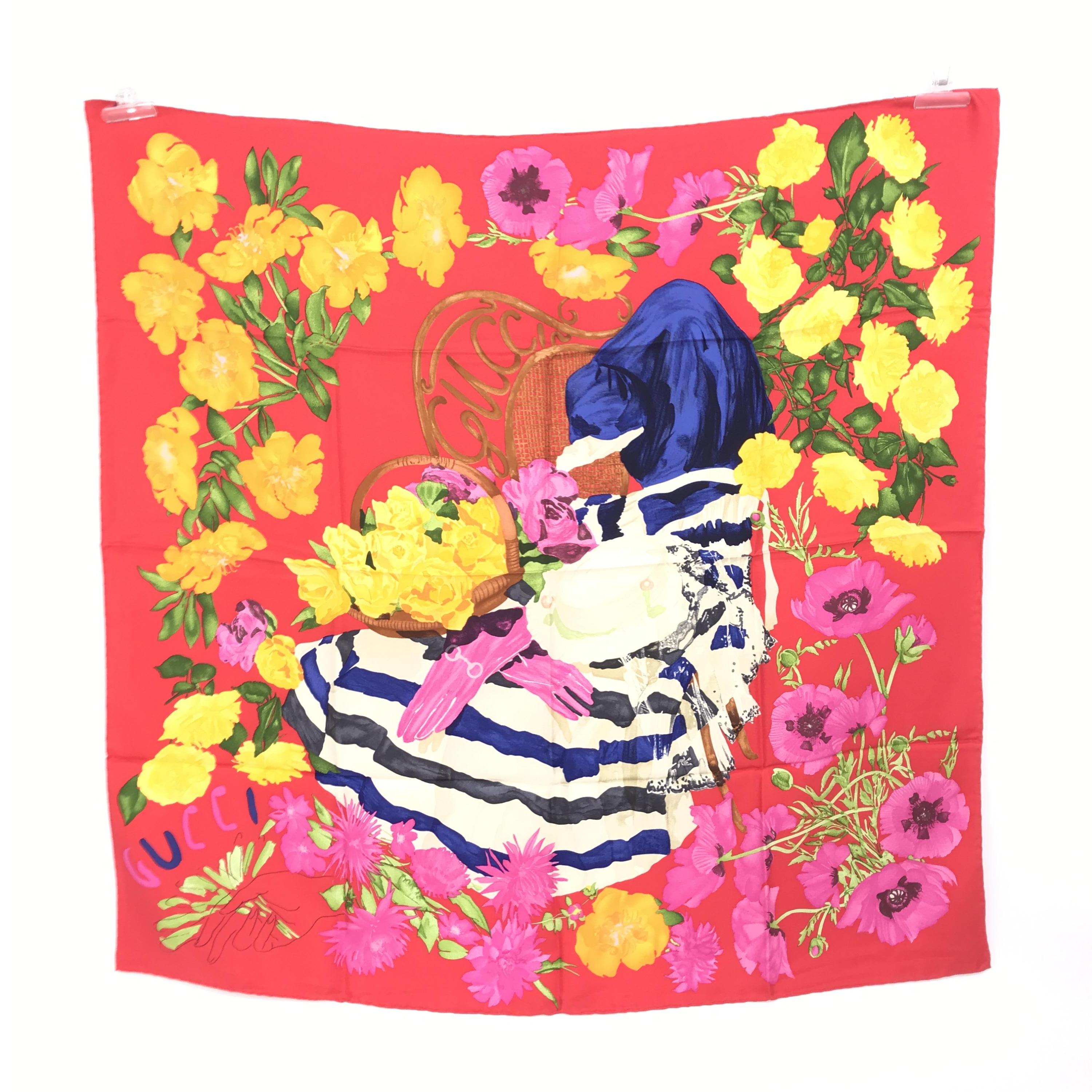 Floral Print Silk Square Scarf C333614