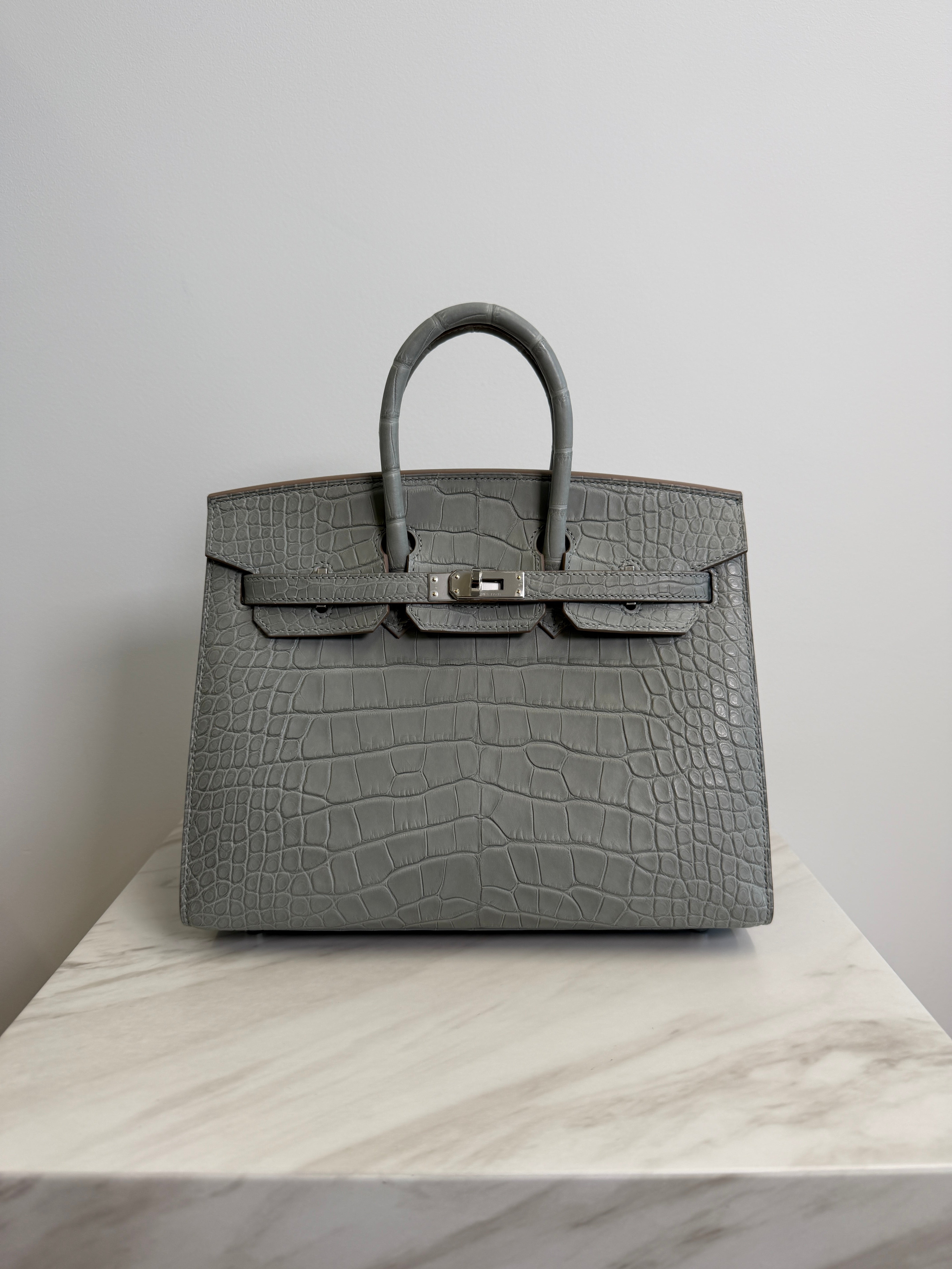 Hermès Birkin 25 Gris Perle Matt Alligator Palladium Hardware