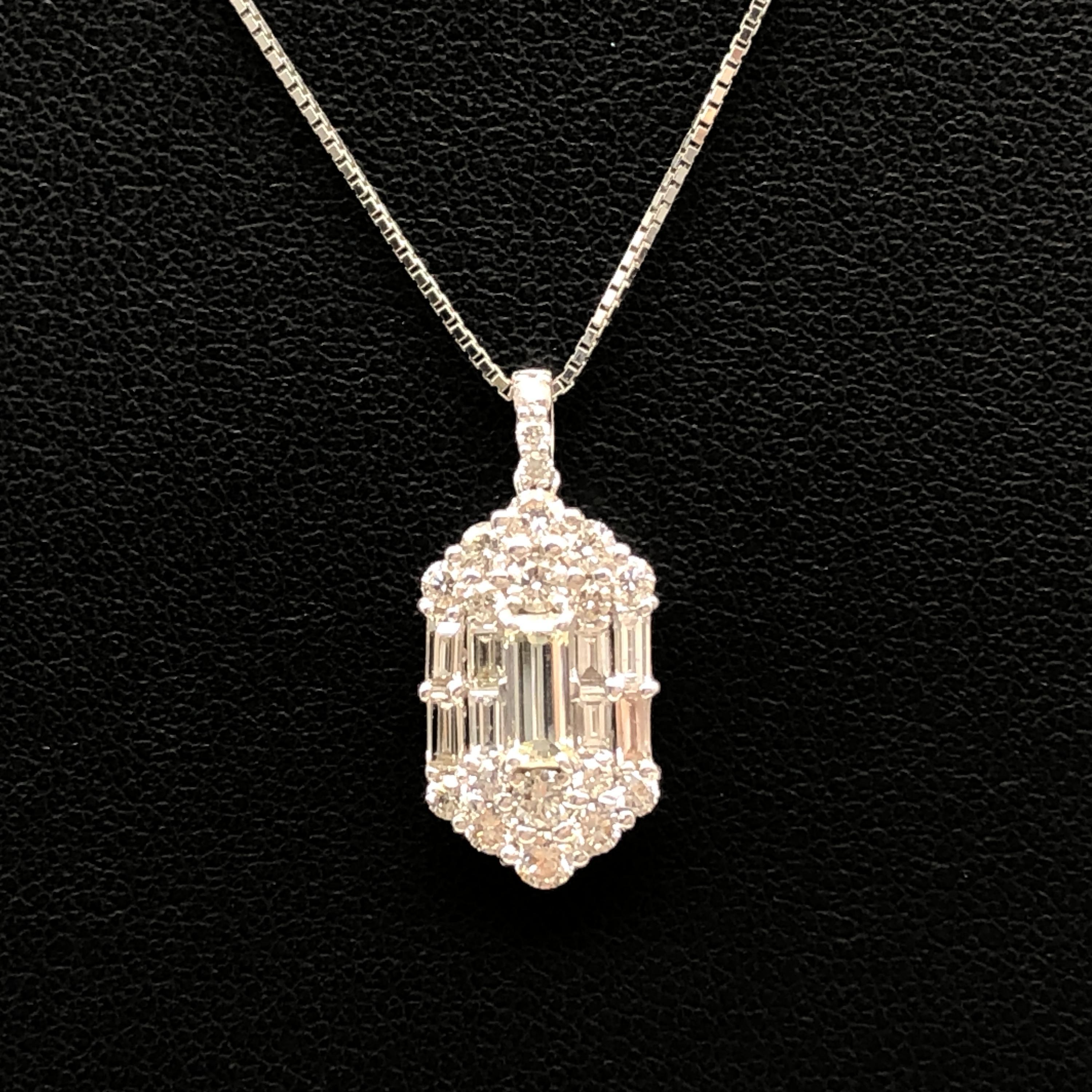 Custom Jewelry Diamond Necklace, D(0.26ct/0.85ct), PT900/PT850, 4.4g, 42cm C355958