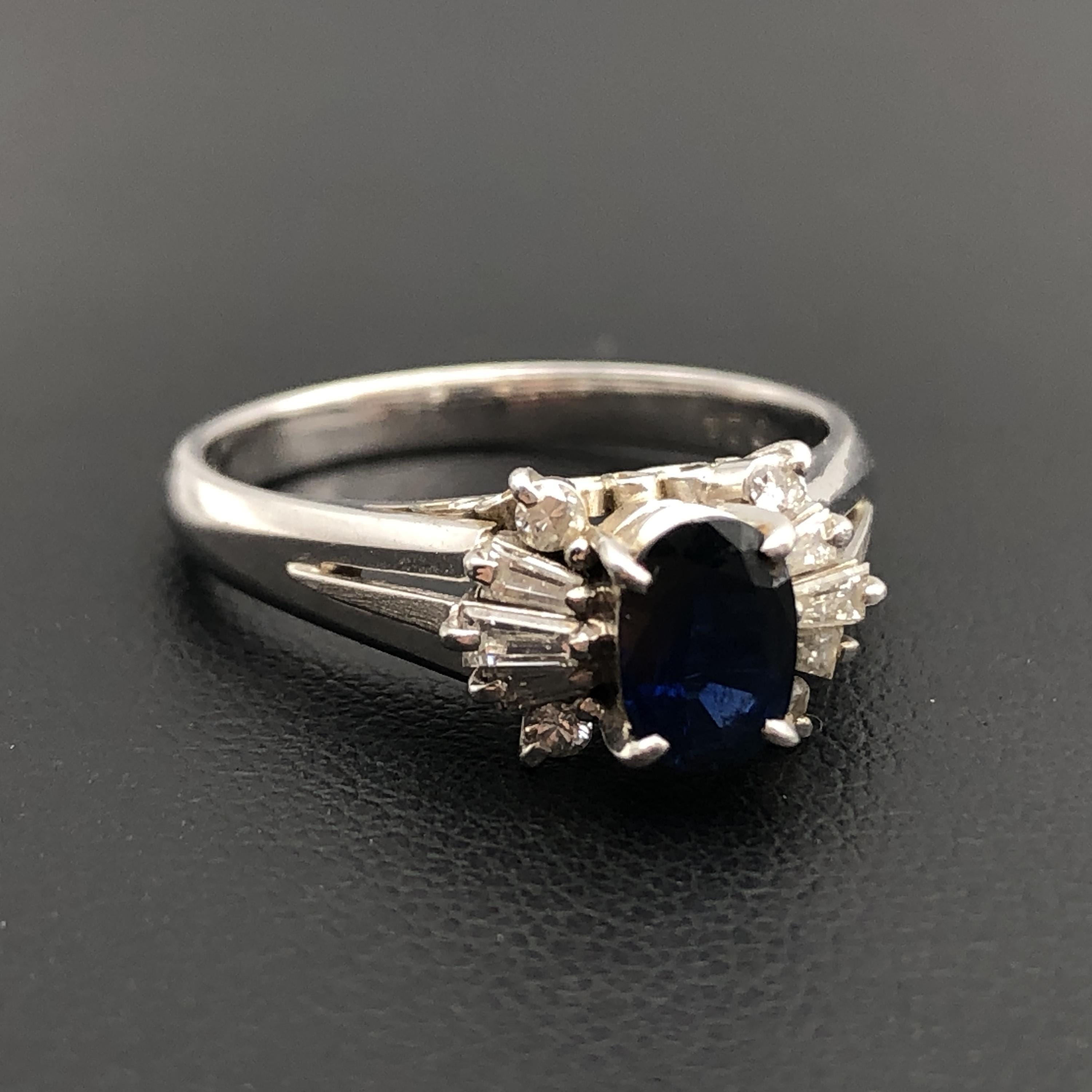 Custom Jewelry 1P Sapphire & Diamond Ring, S(0.67ct), D(0.24ct), PT900, 5.2g, US Size 6 C297041