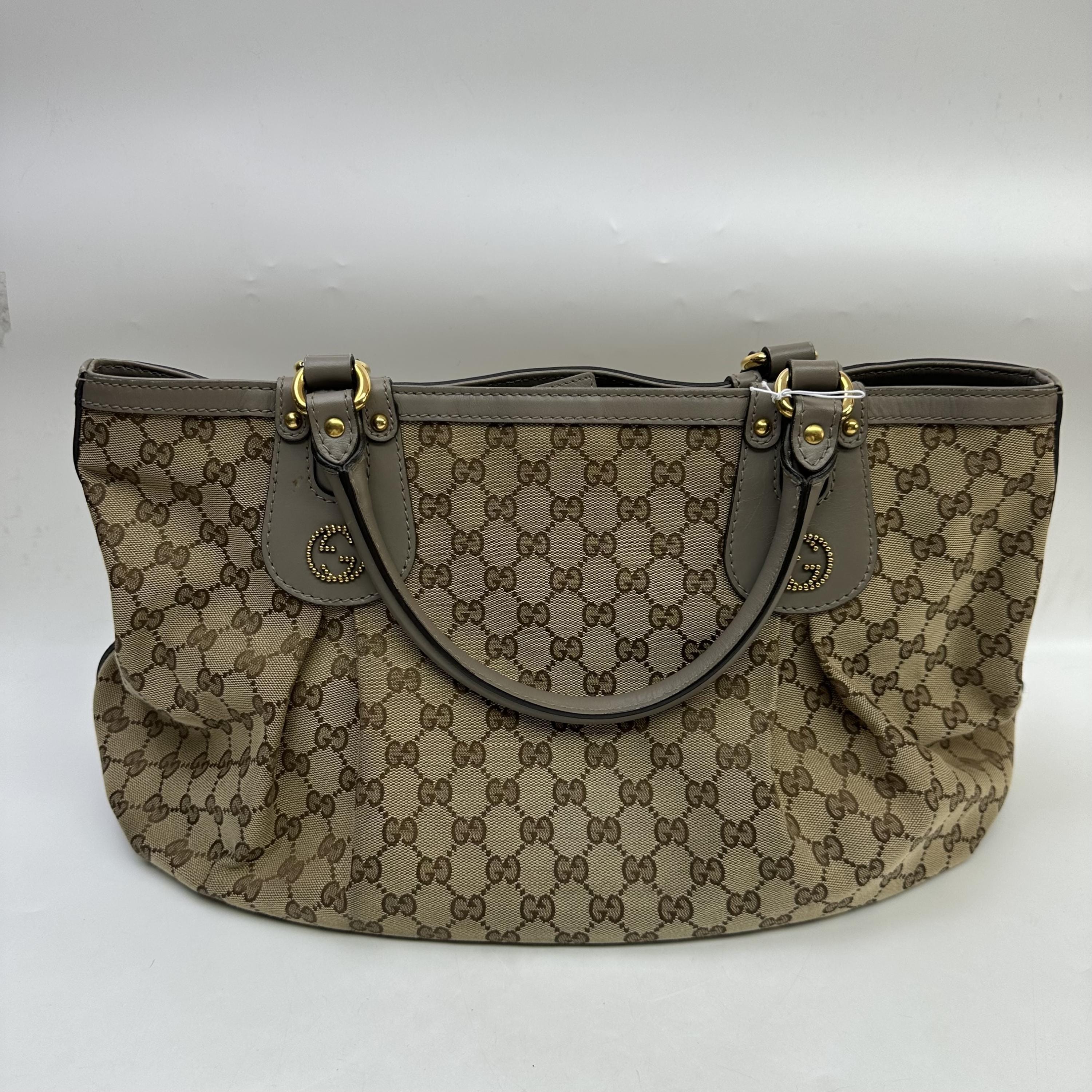 Gucci Beige GG Canvas and Leather Scarlett Stud Tote C351472