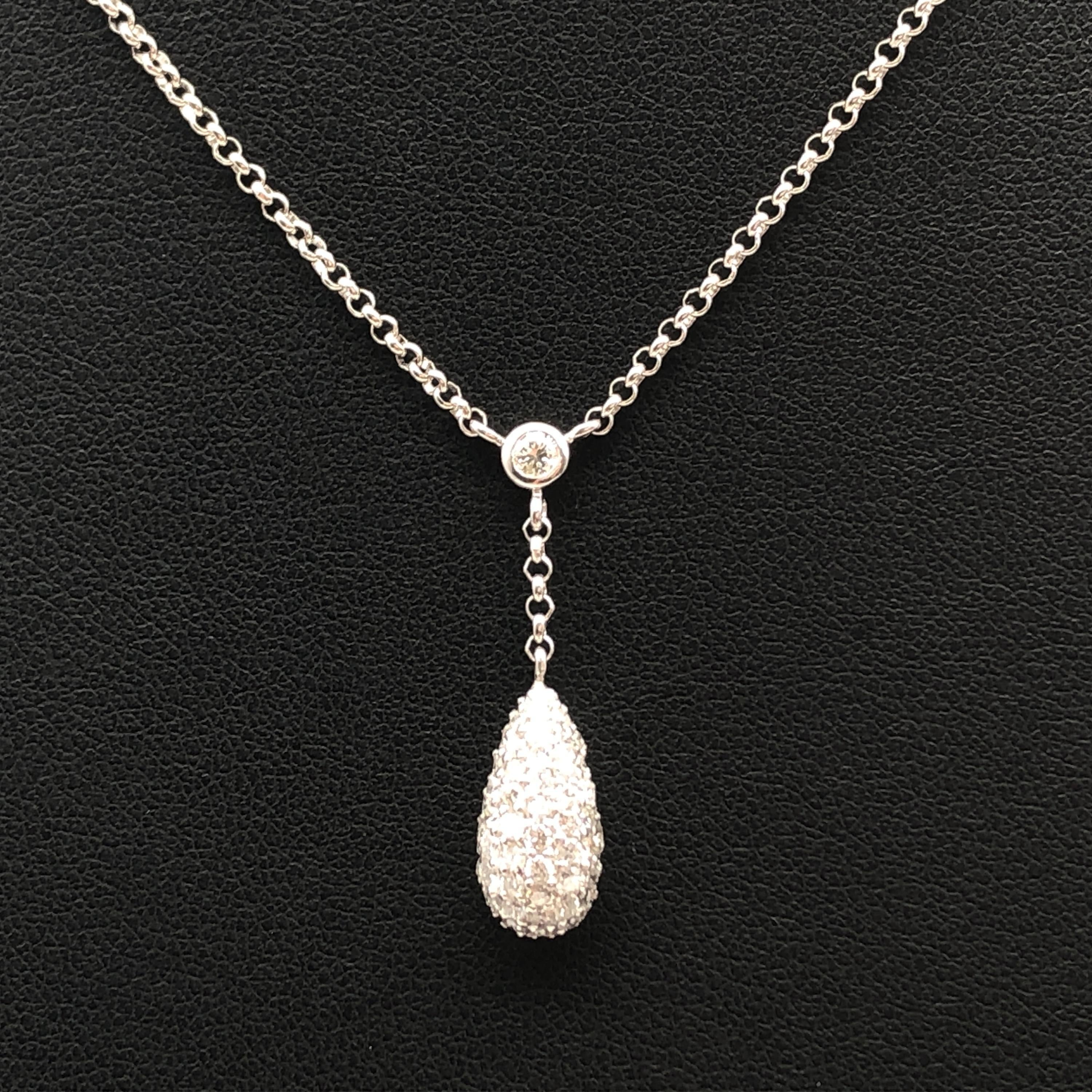 Custom Jewelry Tear Drop Diamond Necklace, D(0.60ct), PT900/PT850, 6.2g, 15inch C355742