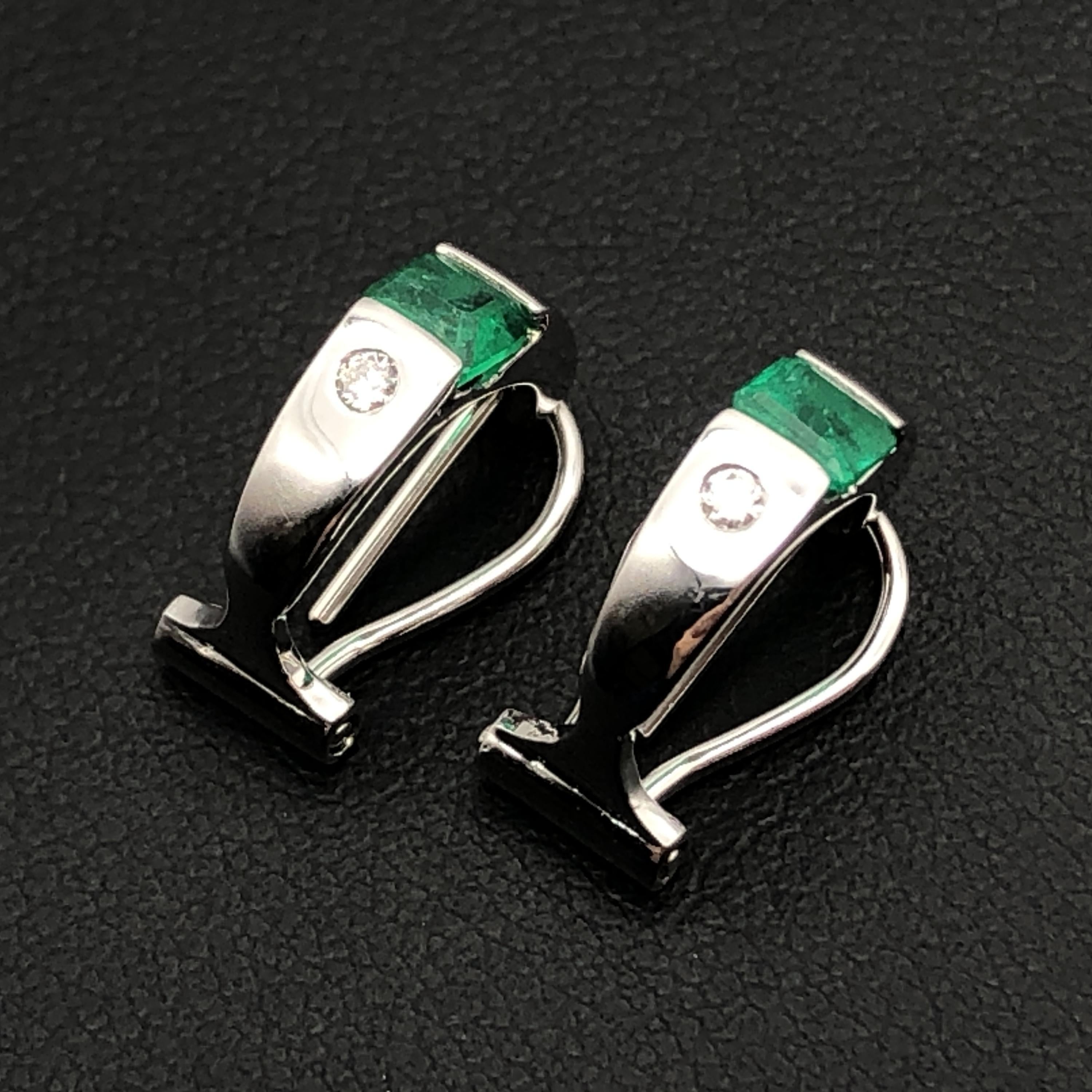 Custom Jewelry Emerald & Diamond Pierces, E(0.23ct/0.23ct), D(0.02ct/0.02ct), PT900, 3.6g C355884