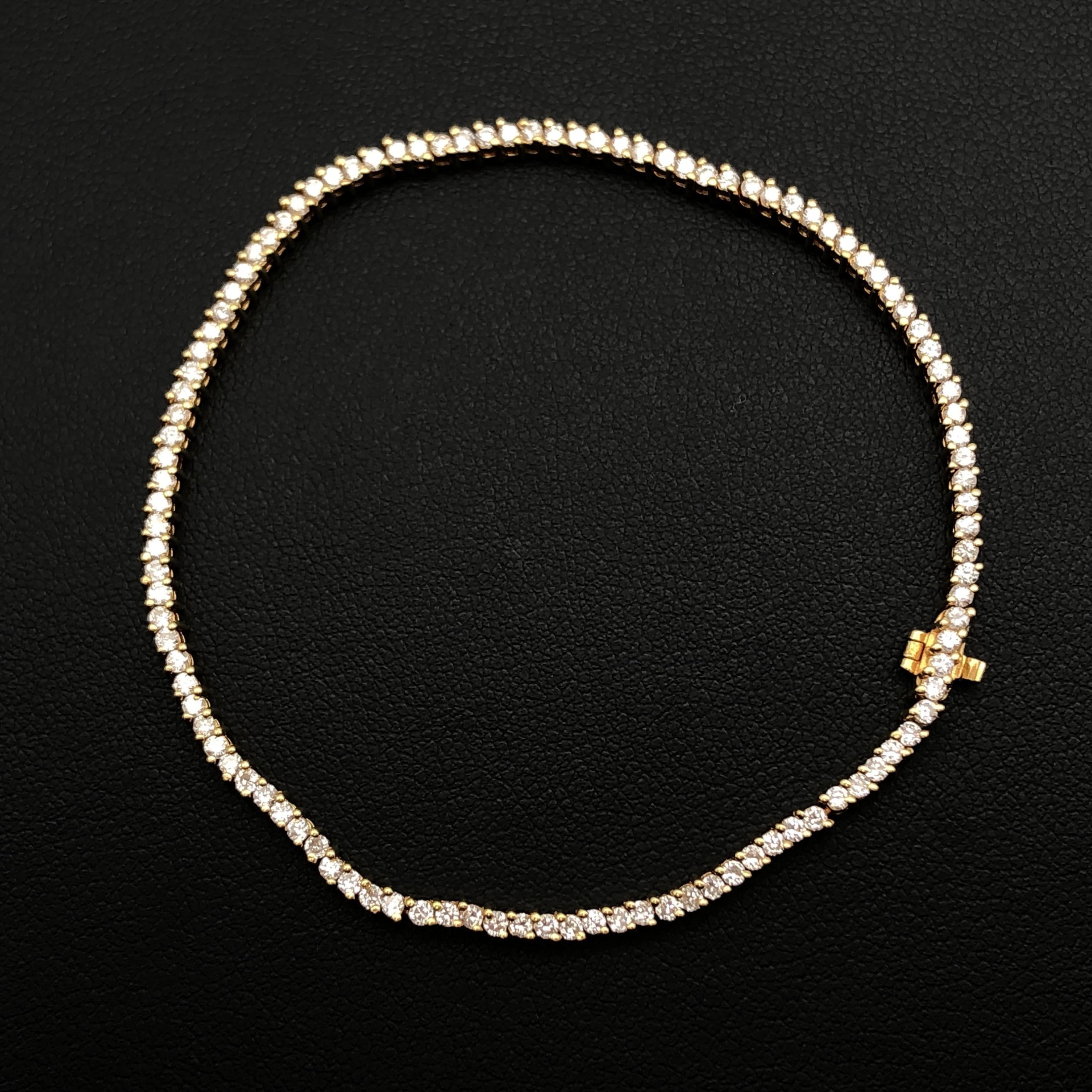 Custom Jewelry Diamond Tennis Bracelet, D(1.94ct), K18YG, 6.8g, 6.7inch C355744