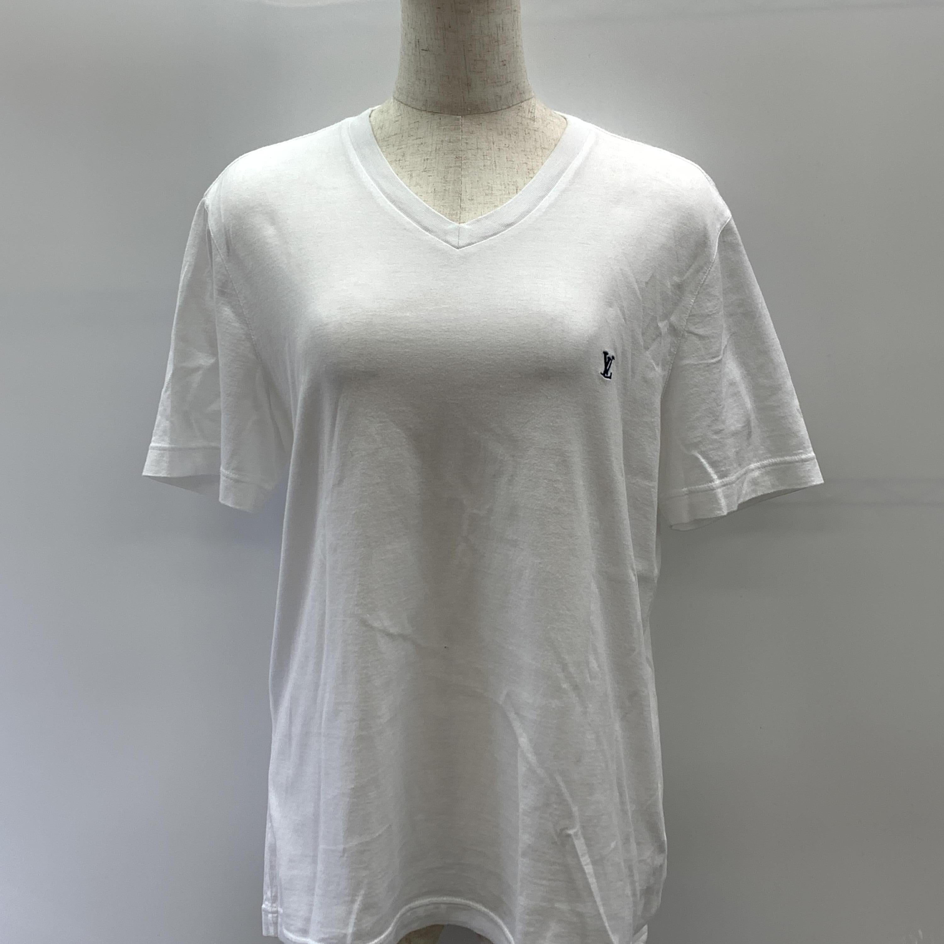 Louis Vuitton White V-Neck Casual T-Shirt C323577