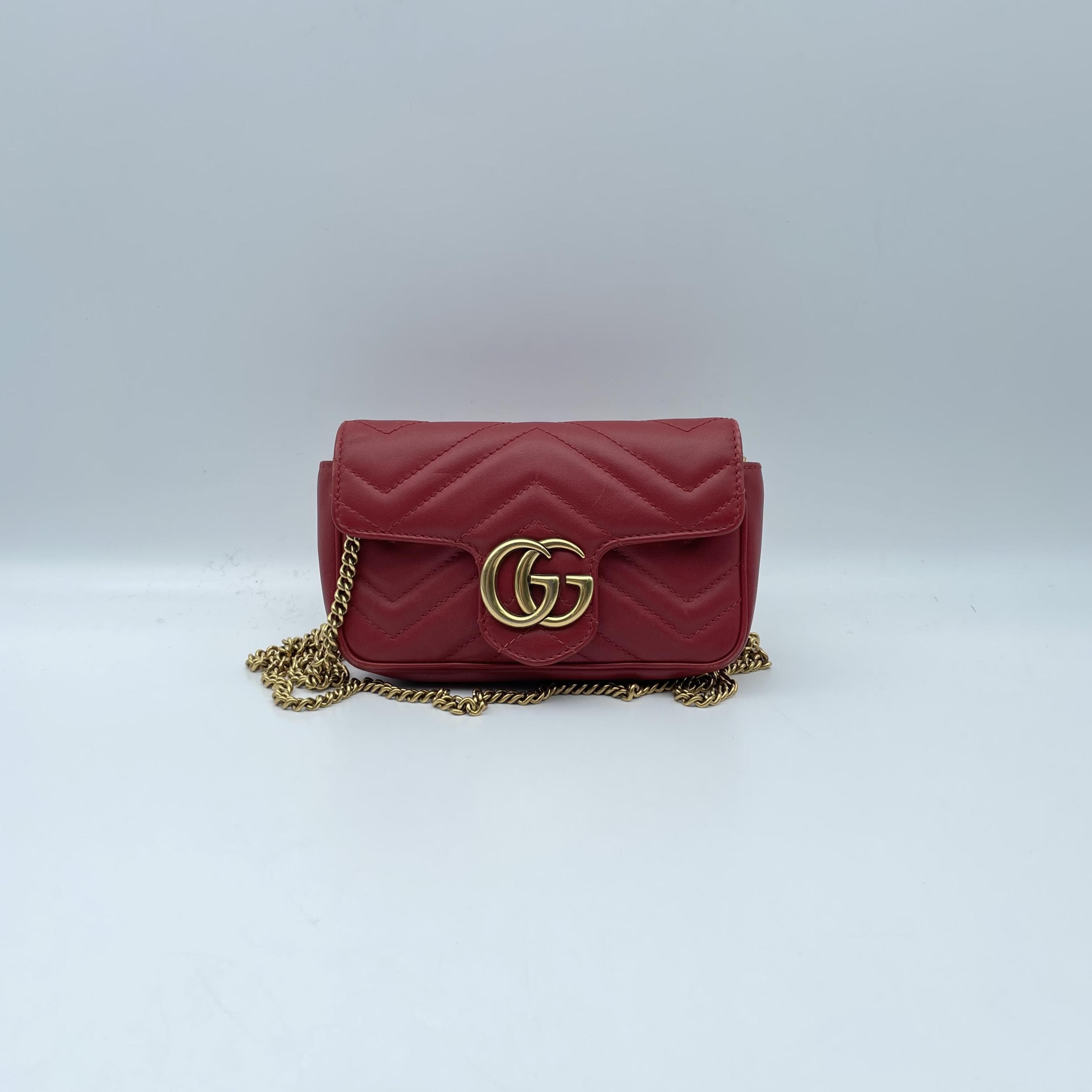 Gucci Red Gg Marmont Quilted Leather Bag C345573