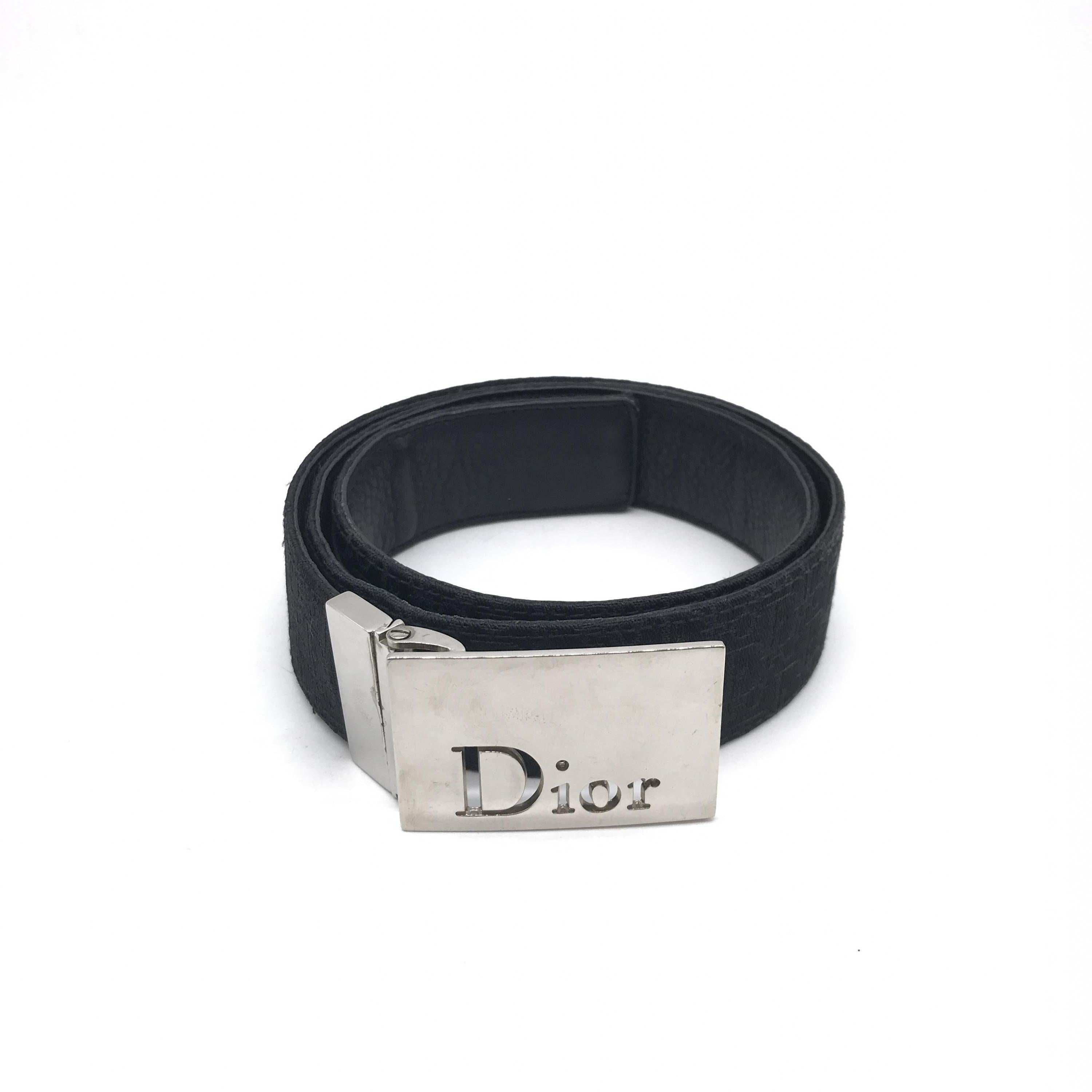Black leather belt with logo buckle C263286