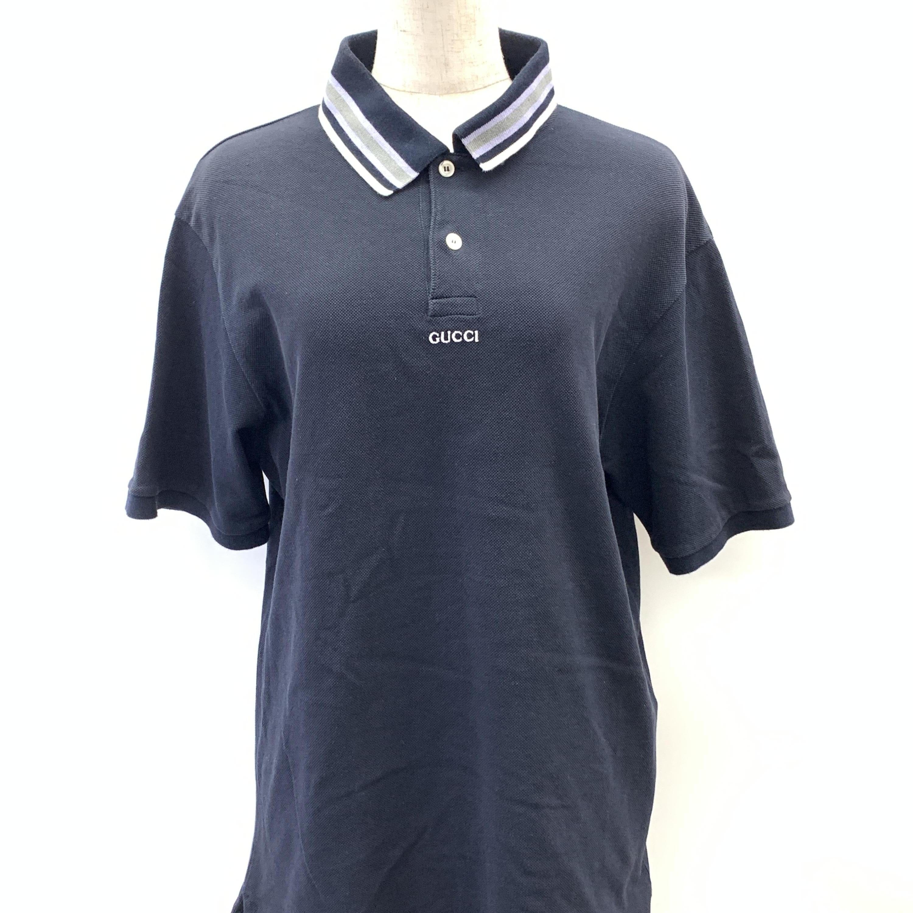 Gucci Navy Blue Cotton Polo Shirt C323634