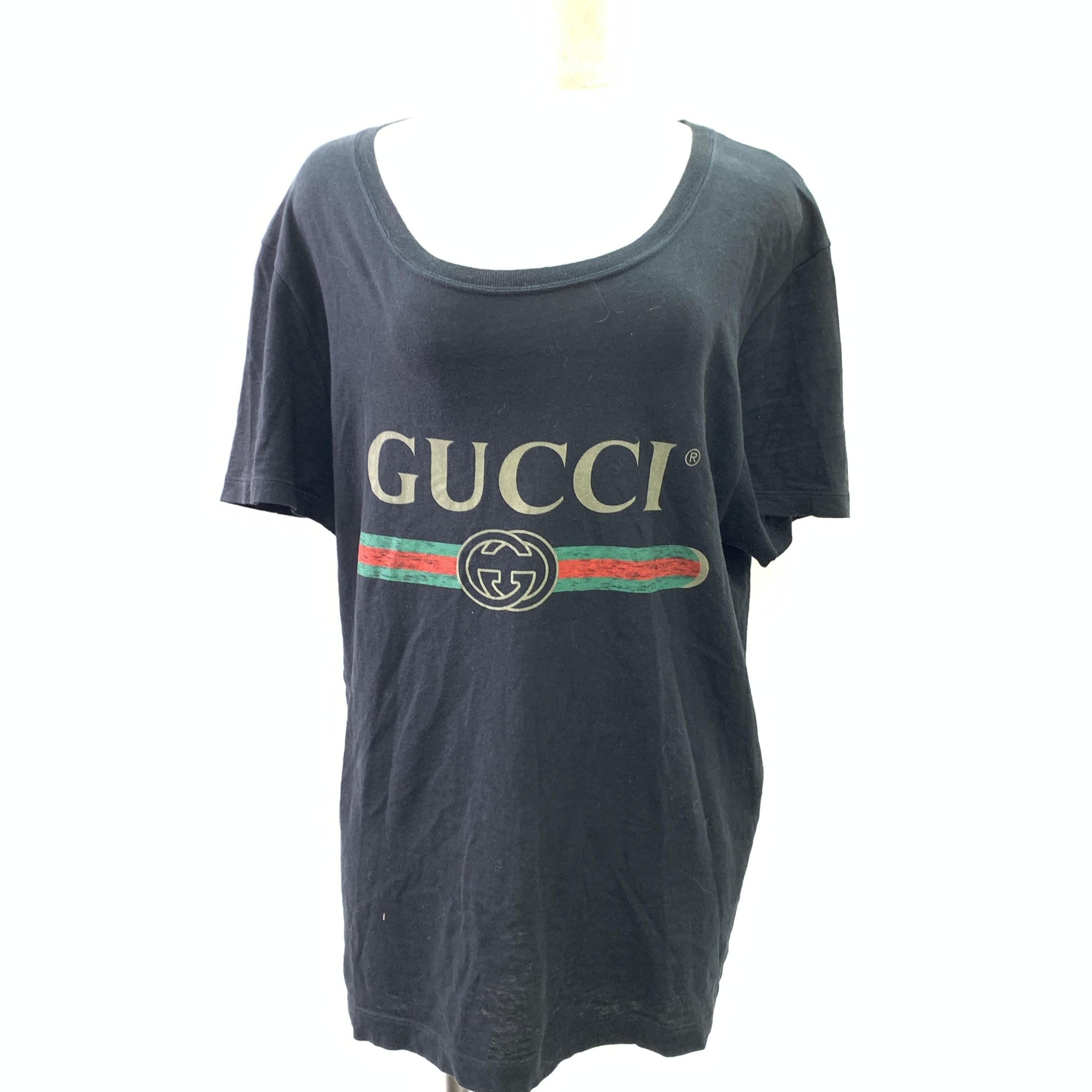 Gucci Black Distressed Vintage Logo T-Shirt C326796