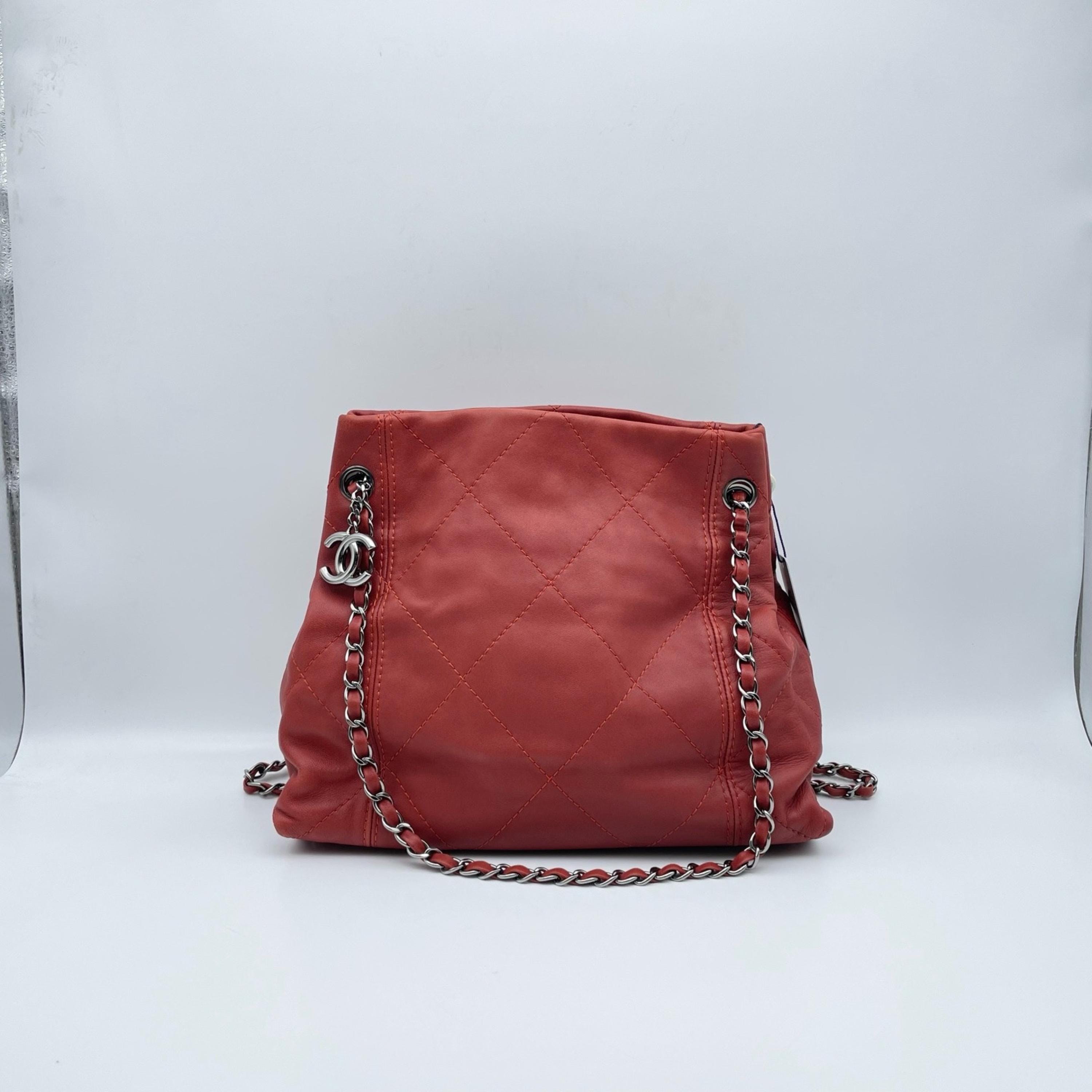 Chanel Red Quilted Leather Soft Tote Bag C345697