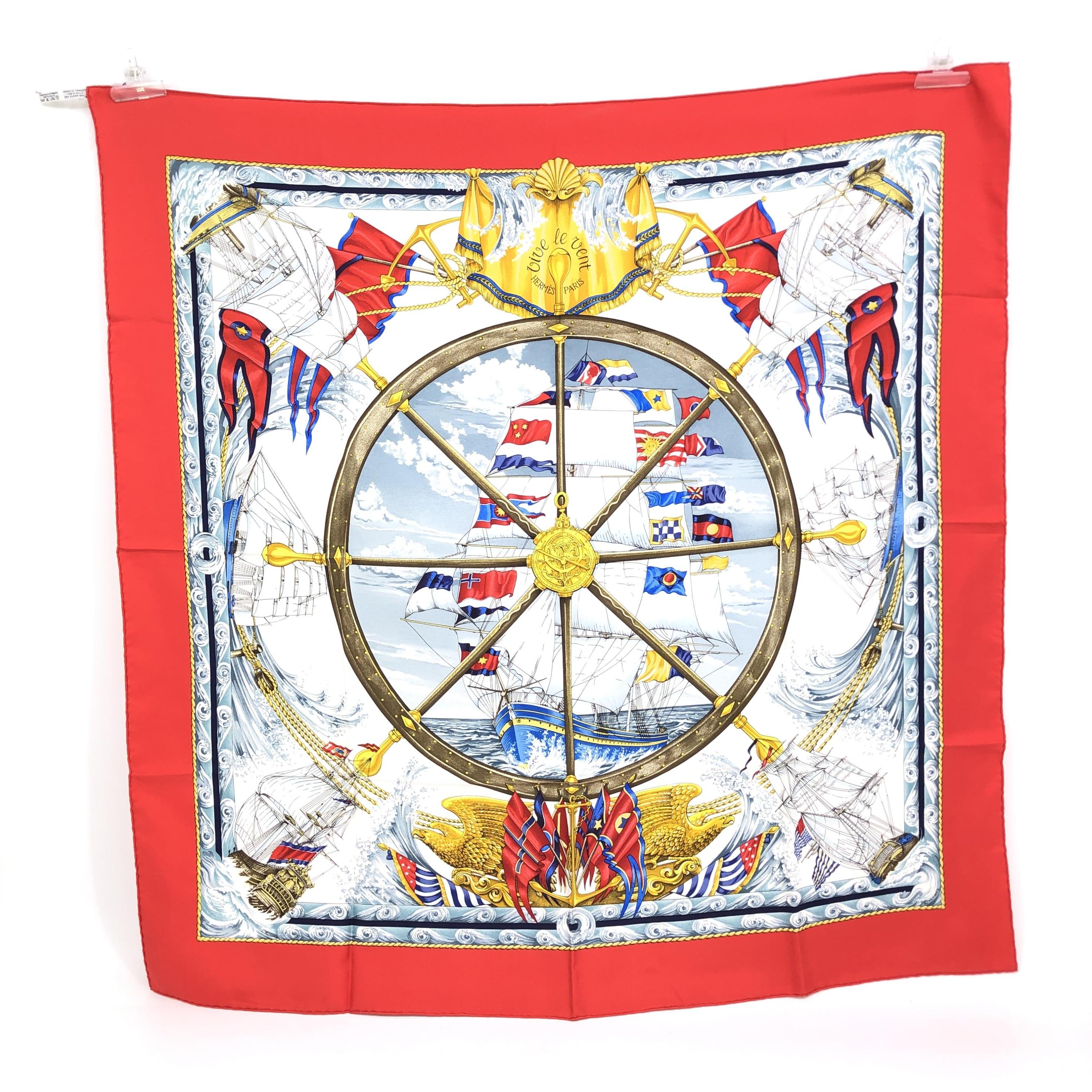 Hermès Silk Scarf With Nautical Theme C331246