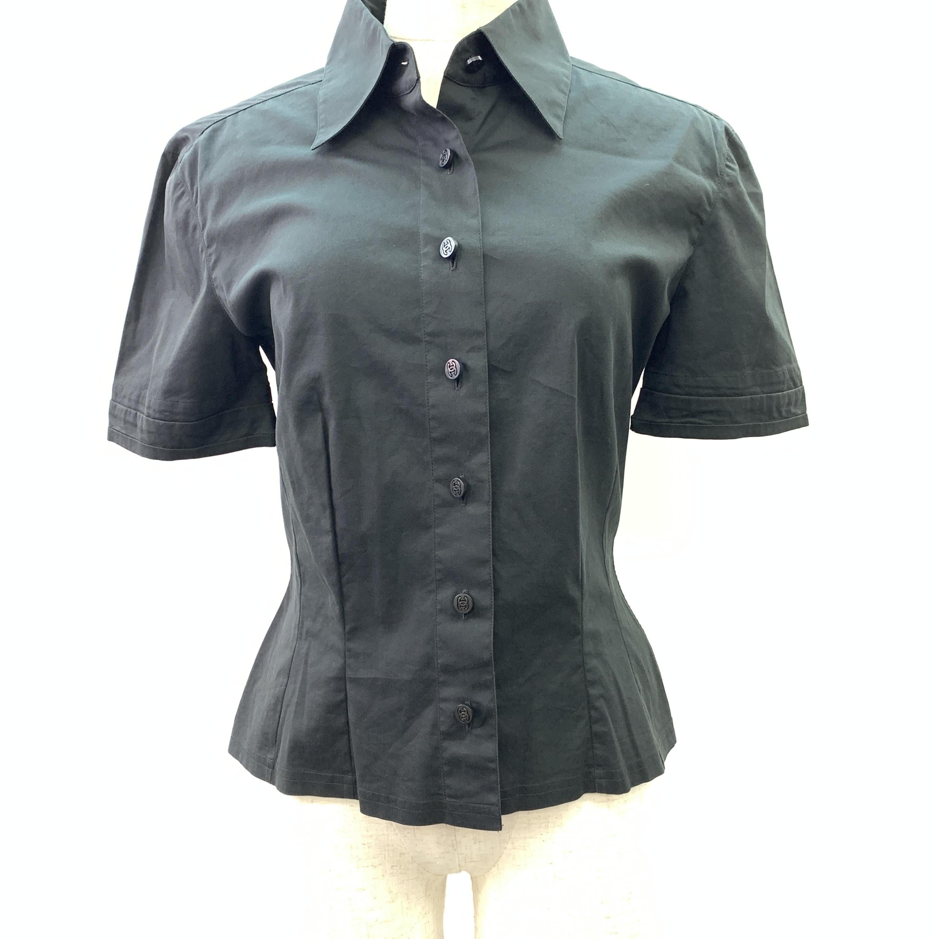 Chanel Short Sleeve Solid Color Button-Up Blouse C326726