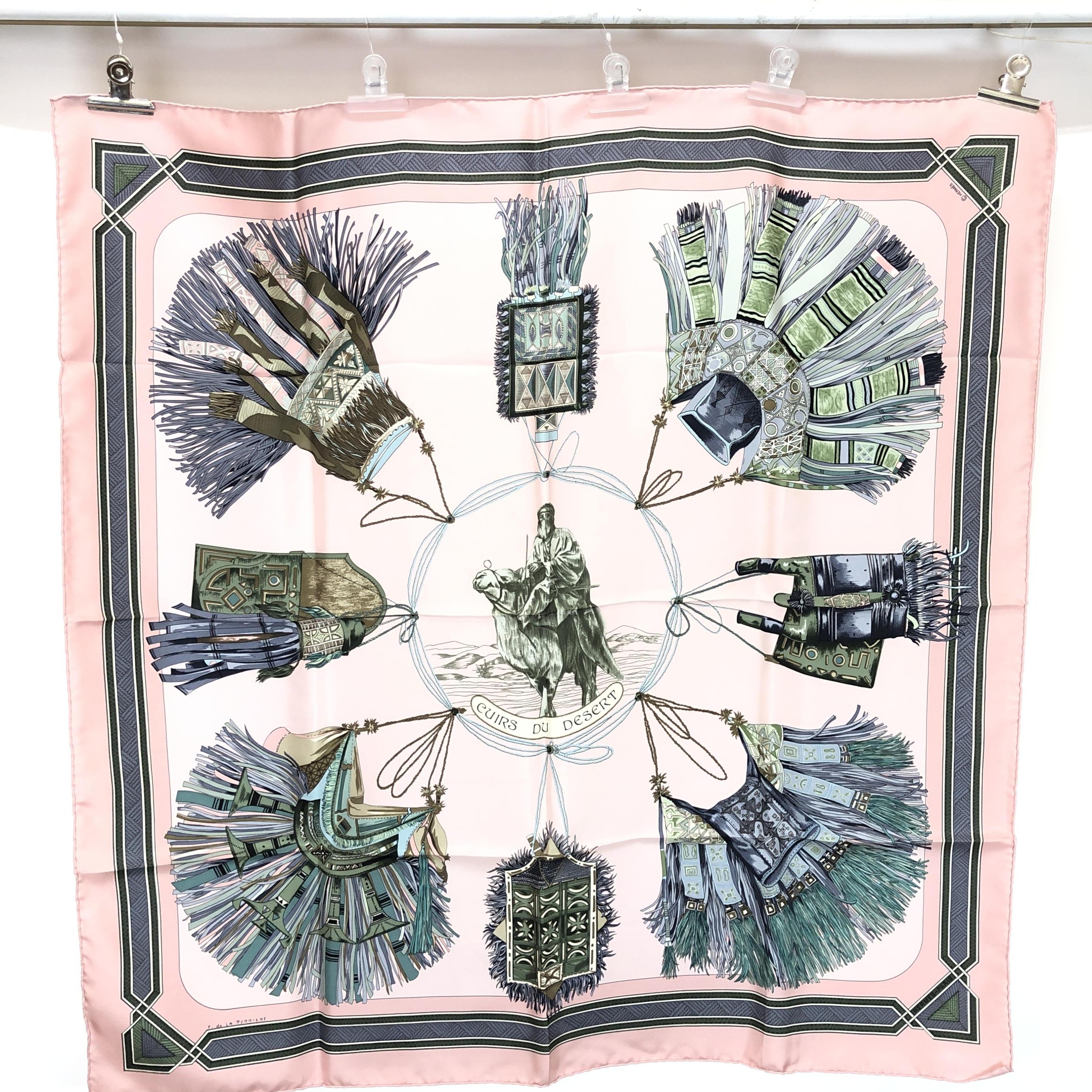 Hermès Cuirs Du Desert Vintage Silk Scarf C317512