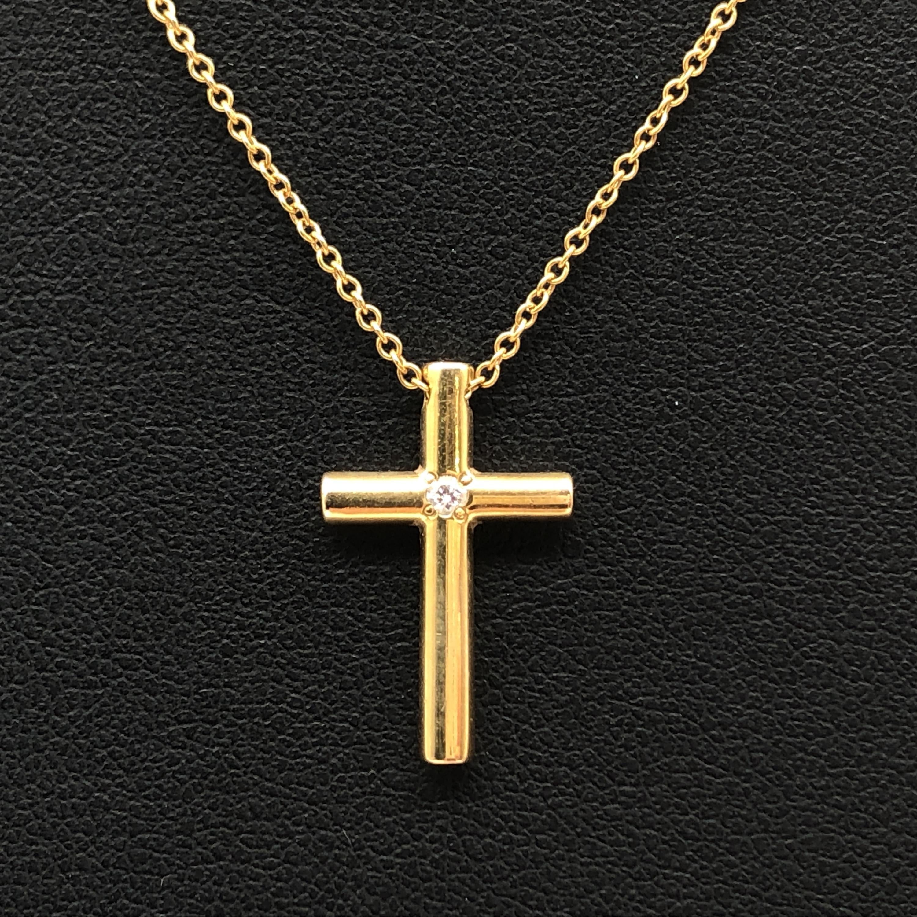 Tiffany & Co. Cross 1P Diamond Necklace, YG750, 3.4g, 16inch C344023