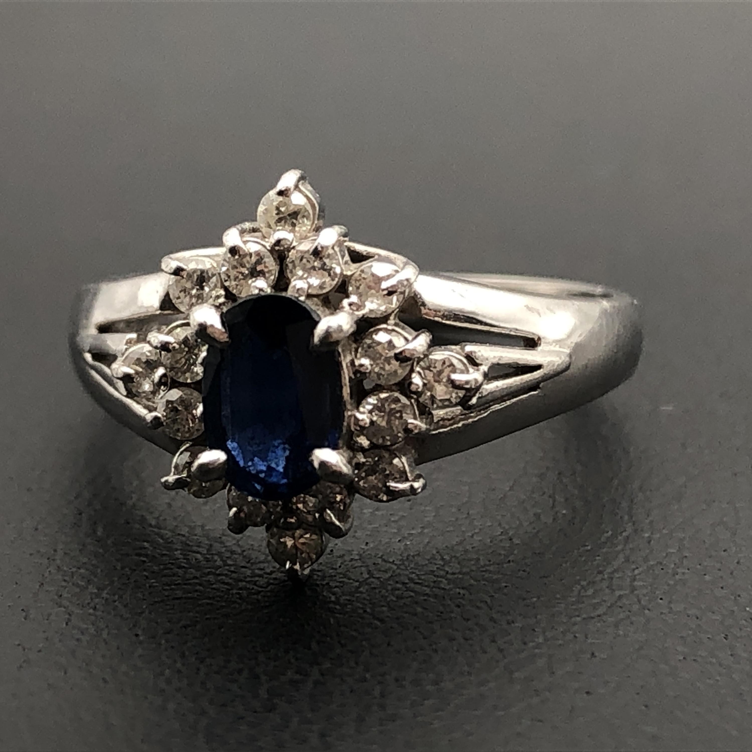 Custom Jewelry 1P Sapphire & Diamond Ring, S(0.57ct), D(0.36ct), PT900, 5.1g, US Size 6.5 C297177
