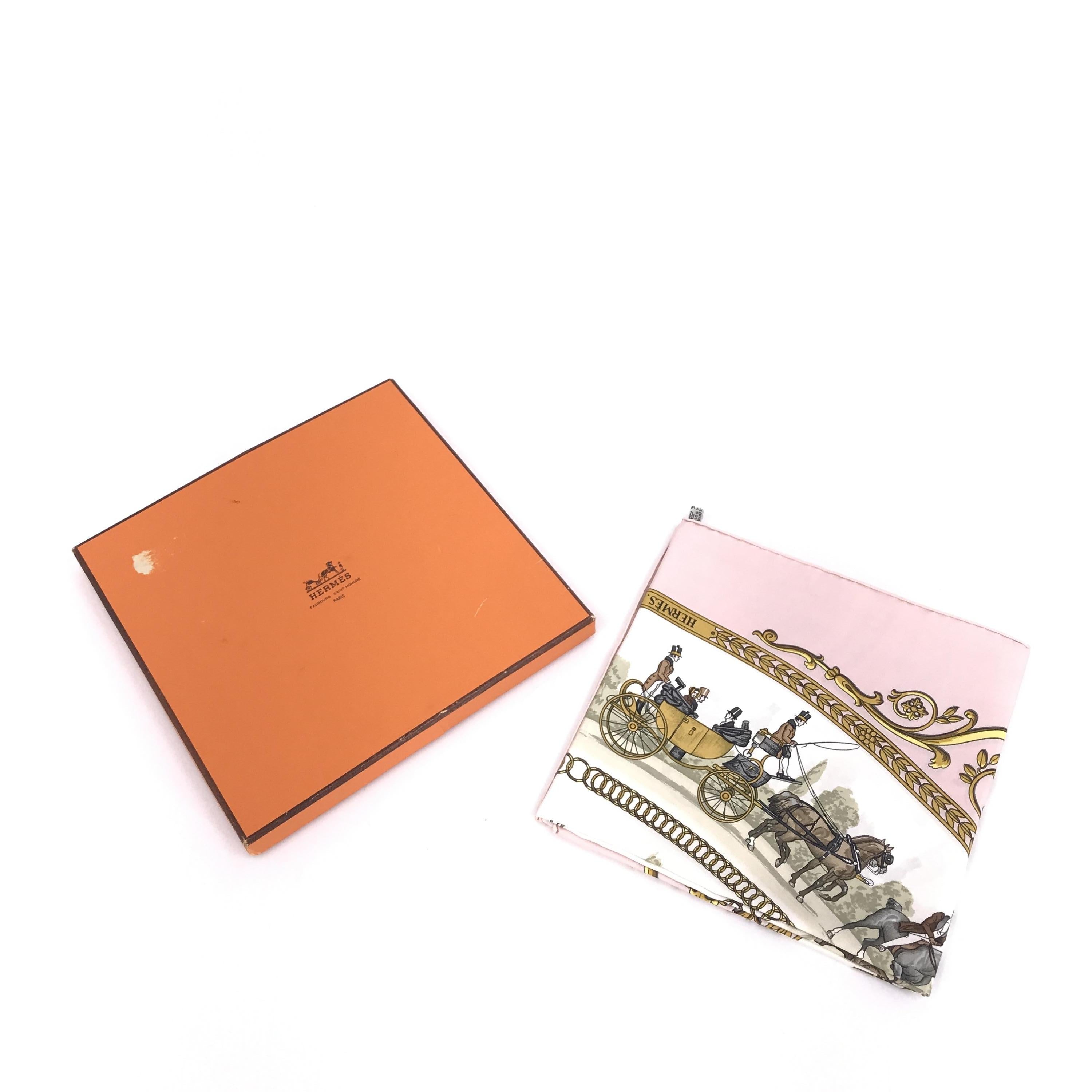 Pink Silk Scarf With Carriage Design C291049