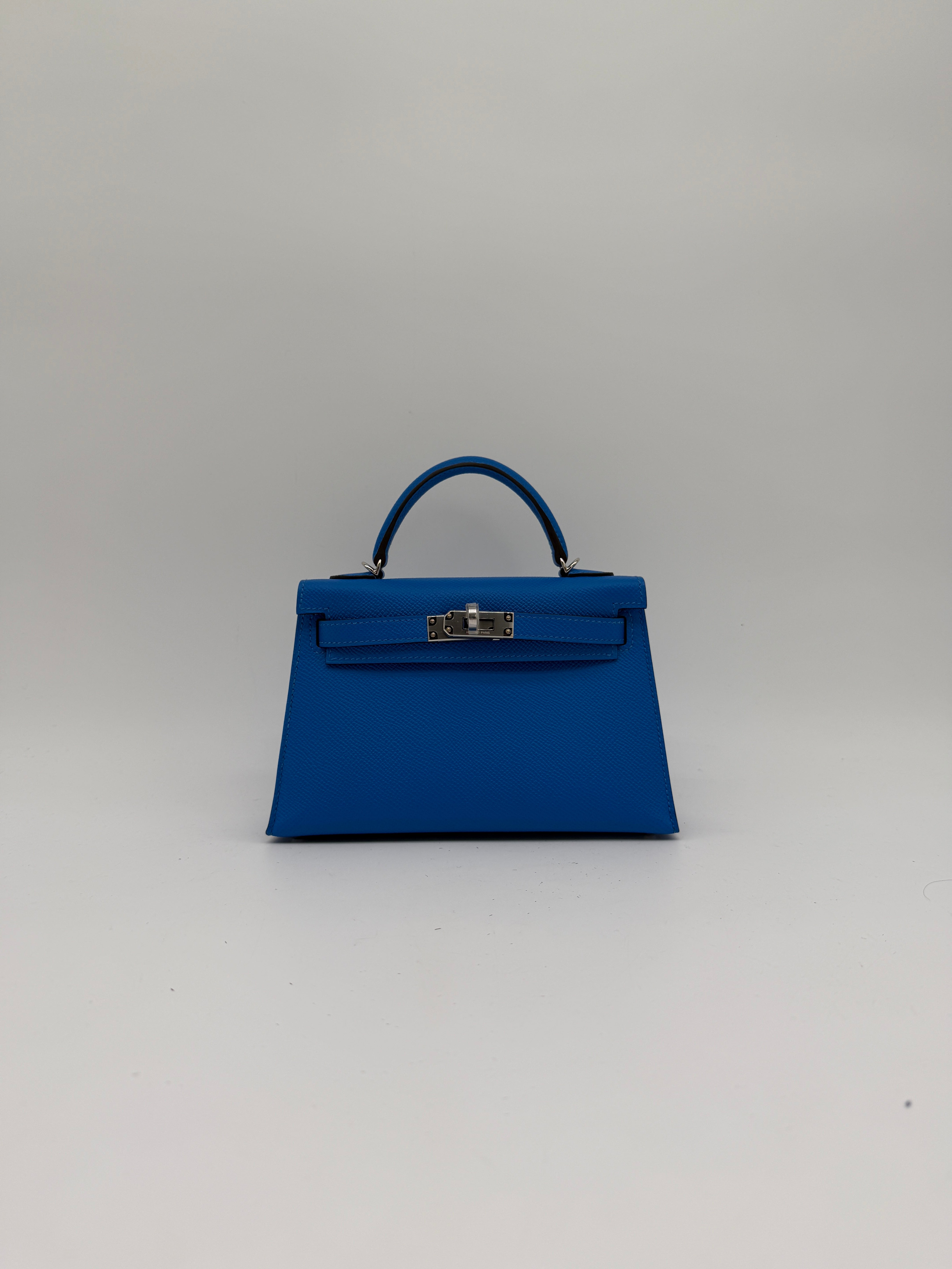 Hermès Mini Kelly Bleu Hydra Epsom Palladium Hardware