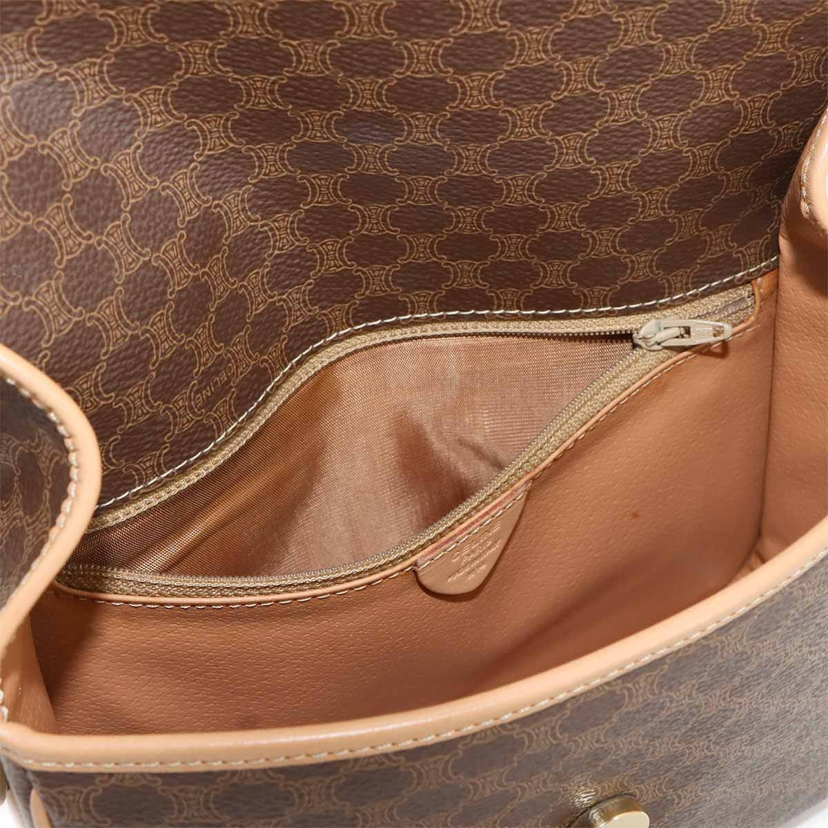 CELINE Macadam Shoulder Bag PVC Leather Brown Circle Logos Vintage 902998438