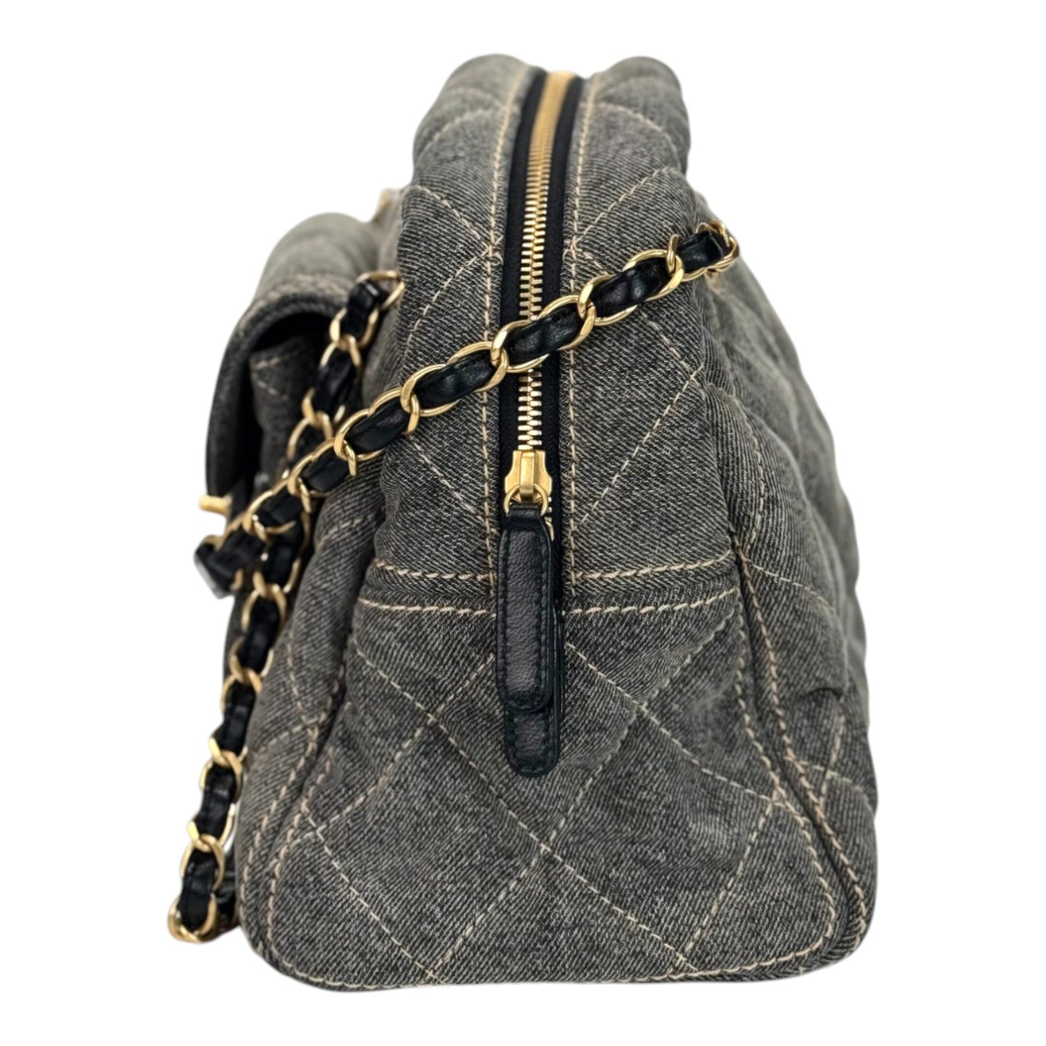Chanel 24A Grey Denim Bowling Bag