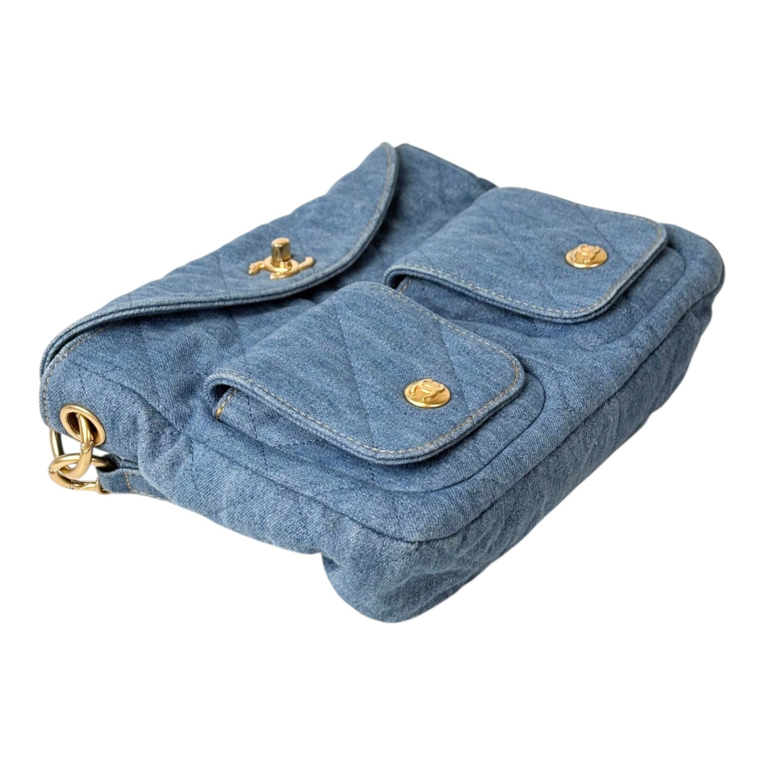 Chanel Small Denim Hobo with Double Pocket Bag