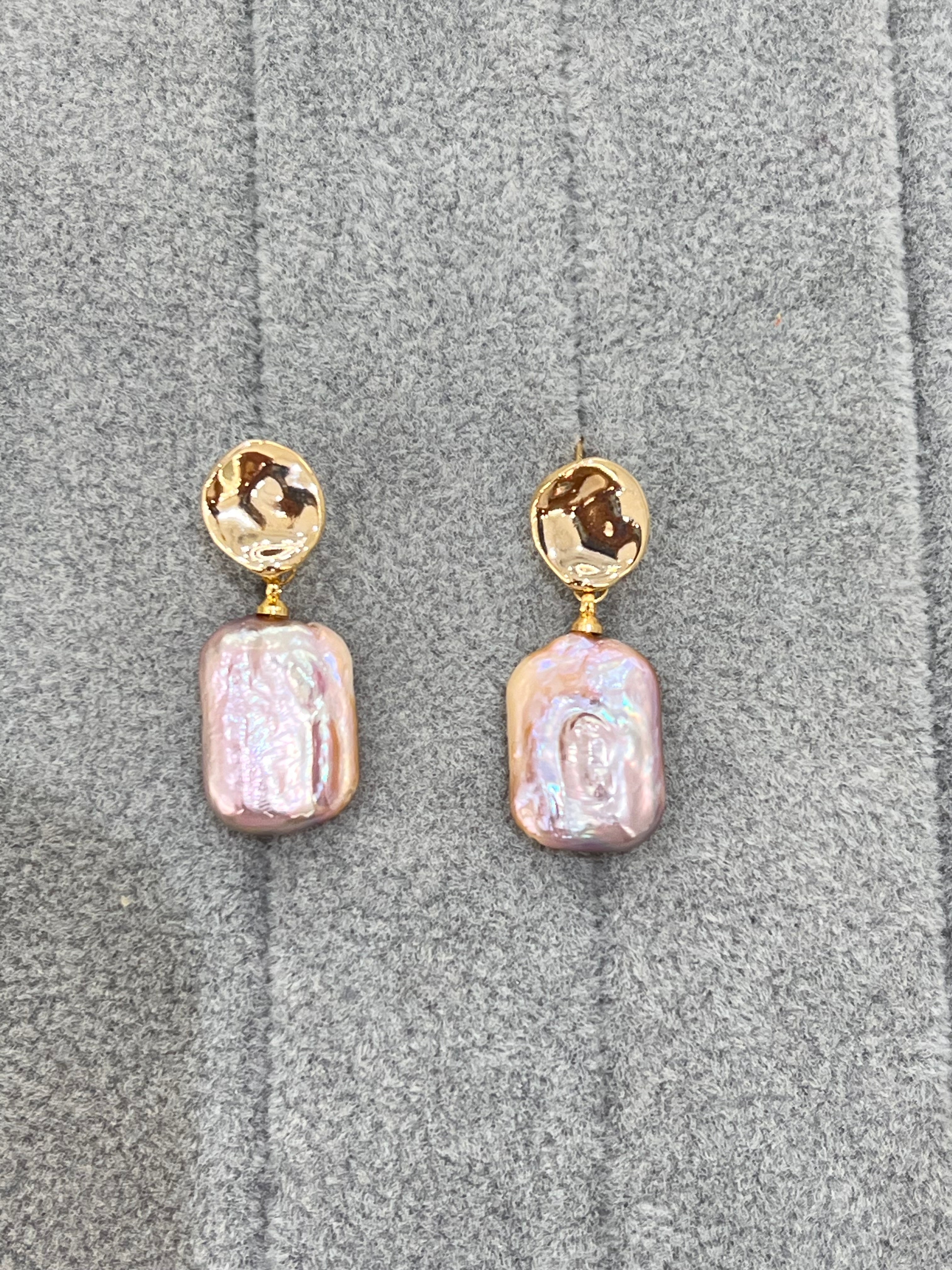 Gold Plated Freshwater Purple Baroque Pearl Earrings YYED-0430