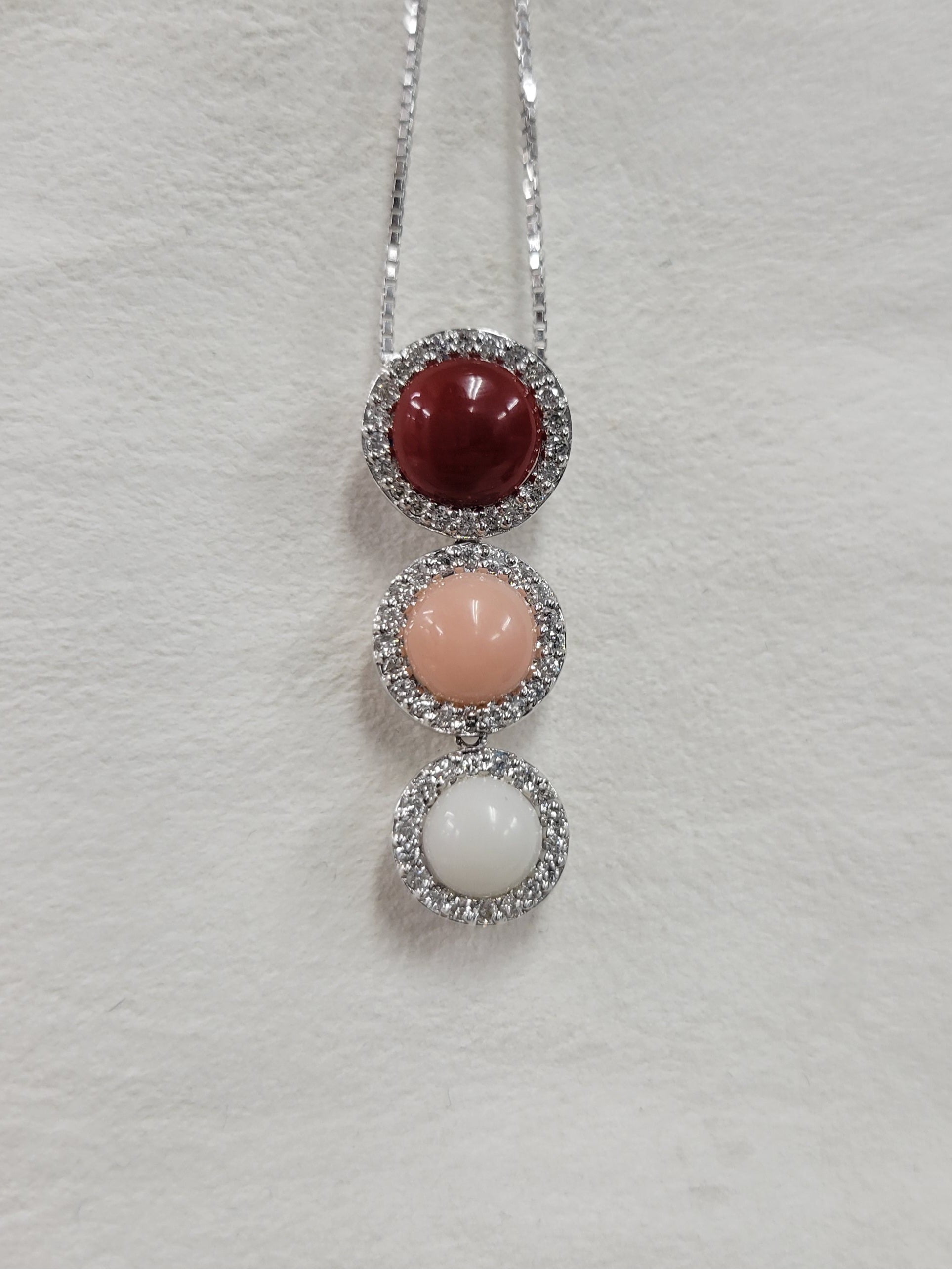 Coral Necklace + D0.4ct in 18KWG (XX3841) JJC1450