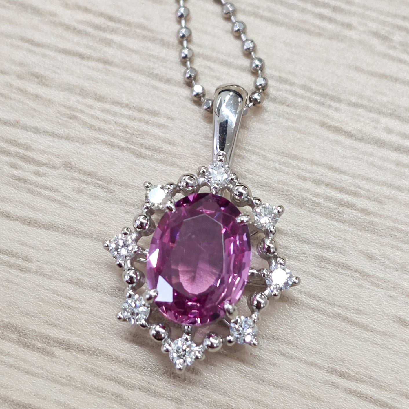 Pt950 / 850 Padparascha Sapphire Pendant w/ Chain S 1.31 D 0.15 41 cm 4.4 g RLPR154