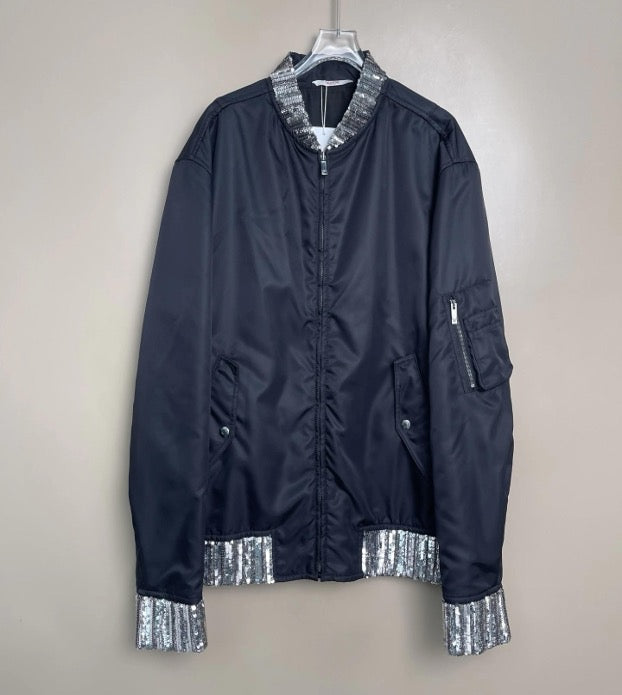 Valentino's latest black casual zip-up sports jacket, size 50. SYCC2053