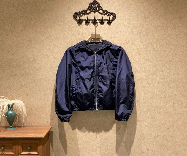 Dior Midnight Blue Logo Print Hooded Jacket / Size 50 / 99% New, Logo Partially Adhesive / JM37666 SYCFJM37666