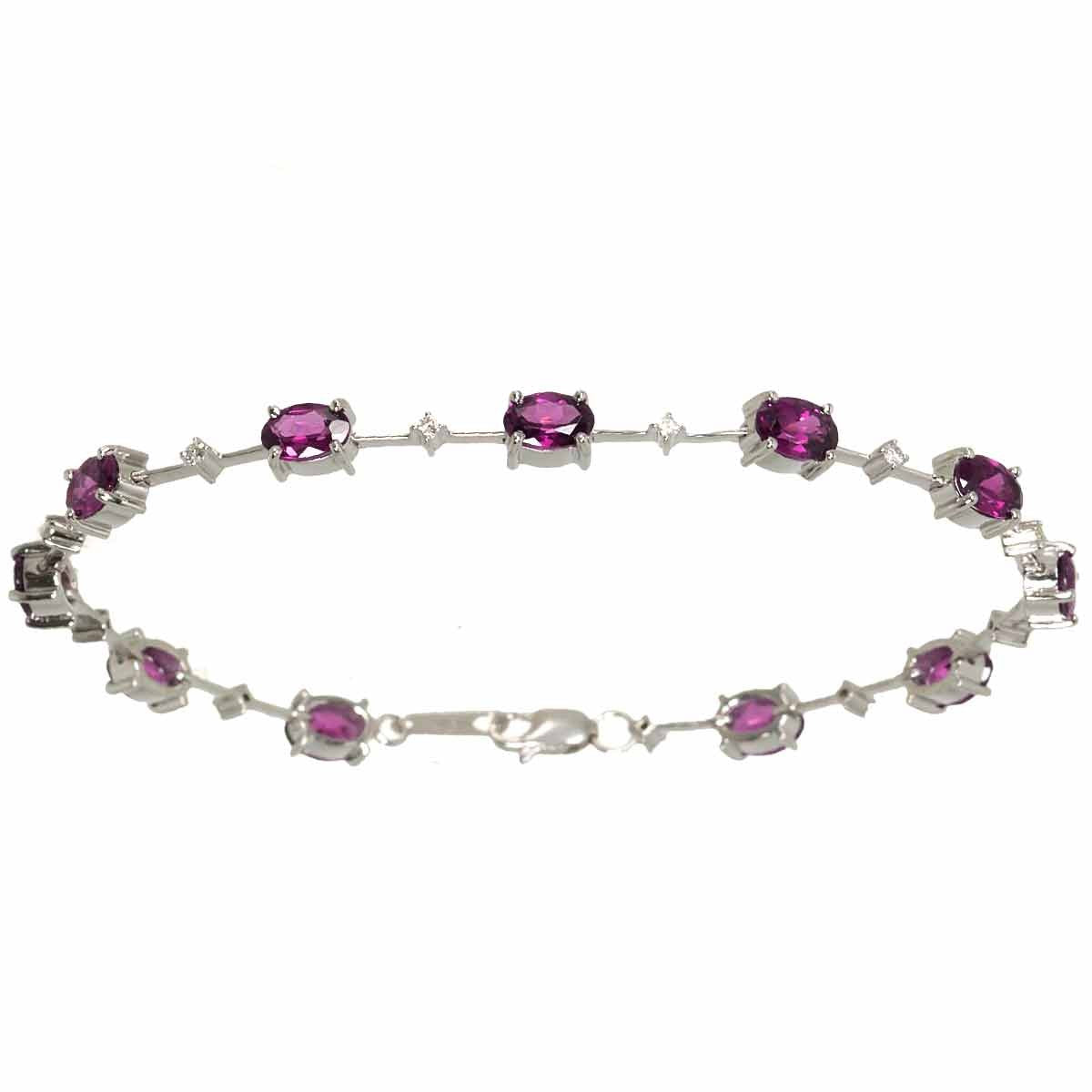 Garnet 5.66ct Diamond 0.16ct Bracelet 18K K18 WG White Gold 750 902974431