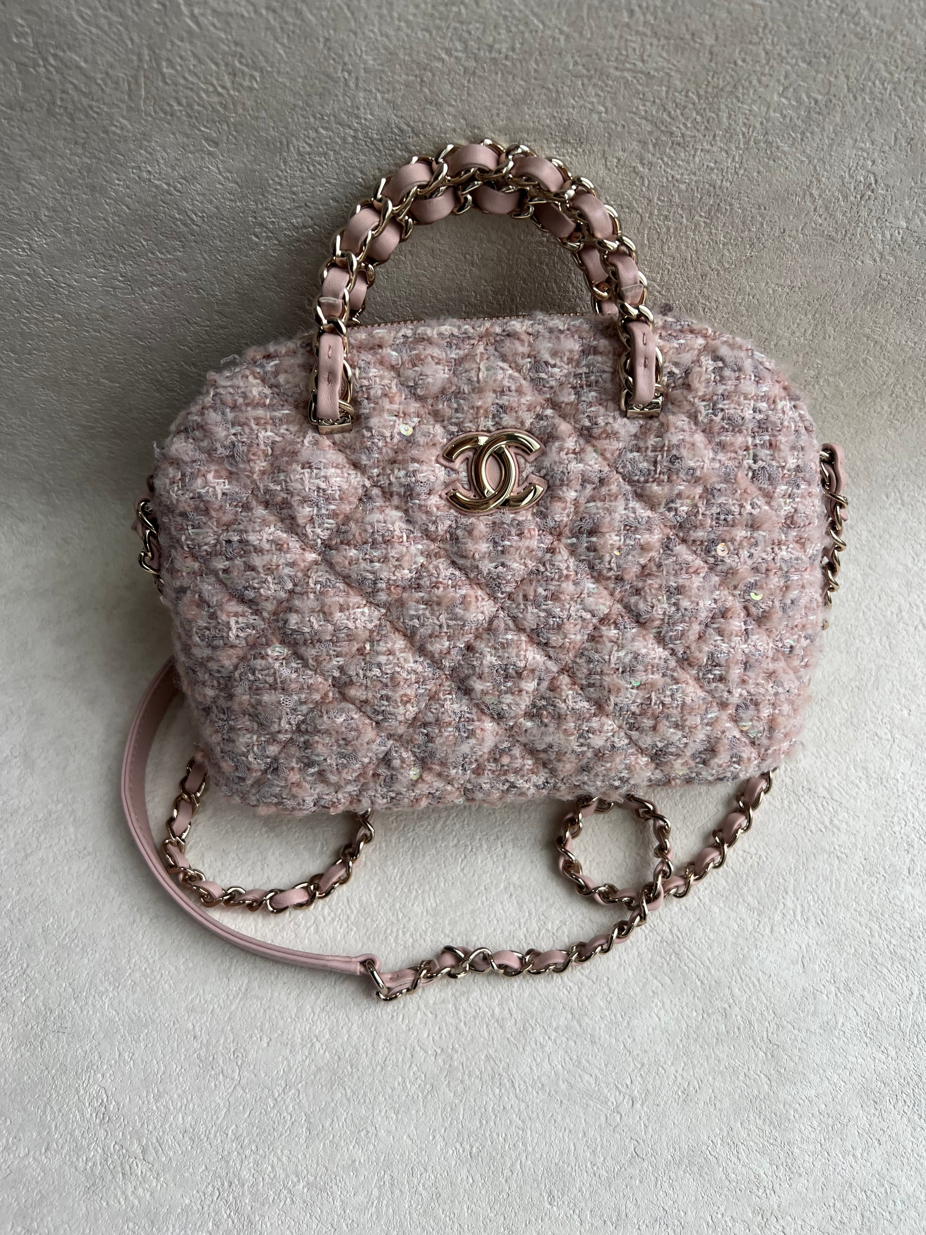 Chanel Halfmoon Tweed Bag Pink