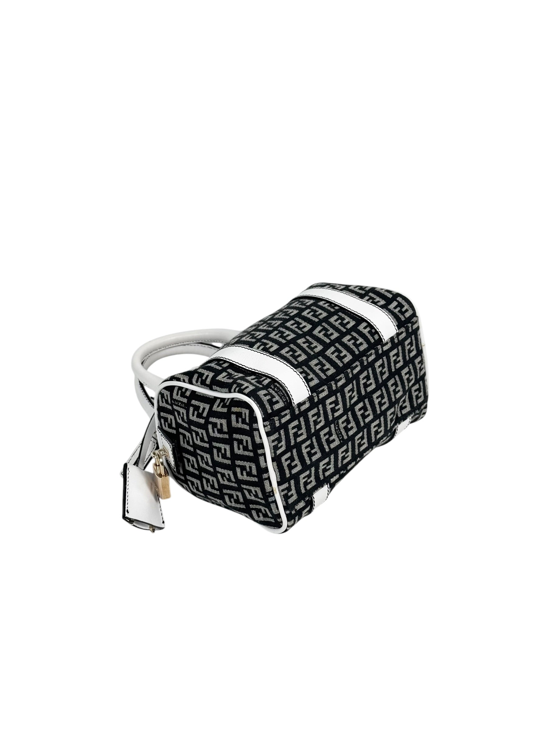 Fendi Boston Mini with White Leather Trim