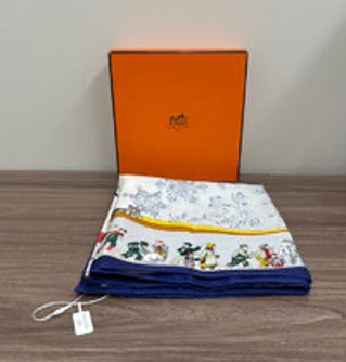HERMES "Yesterday's Snow" 90 Square Handkerchief 3062603030440