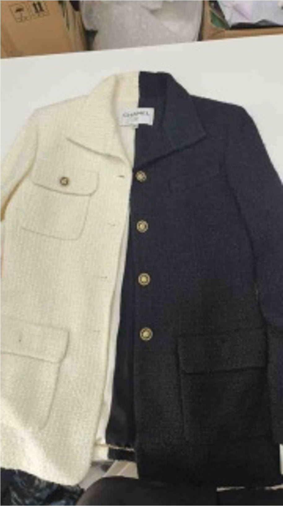 Chanel black and white color-blocked suit jacket US551545