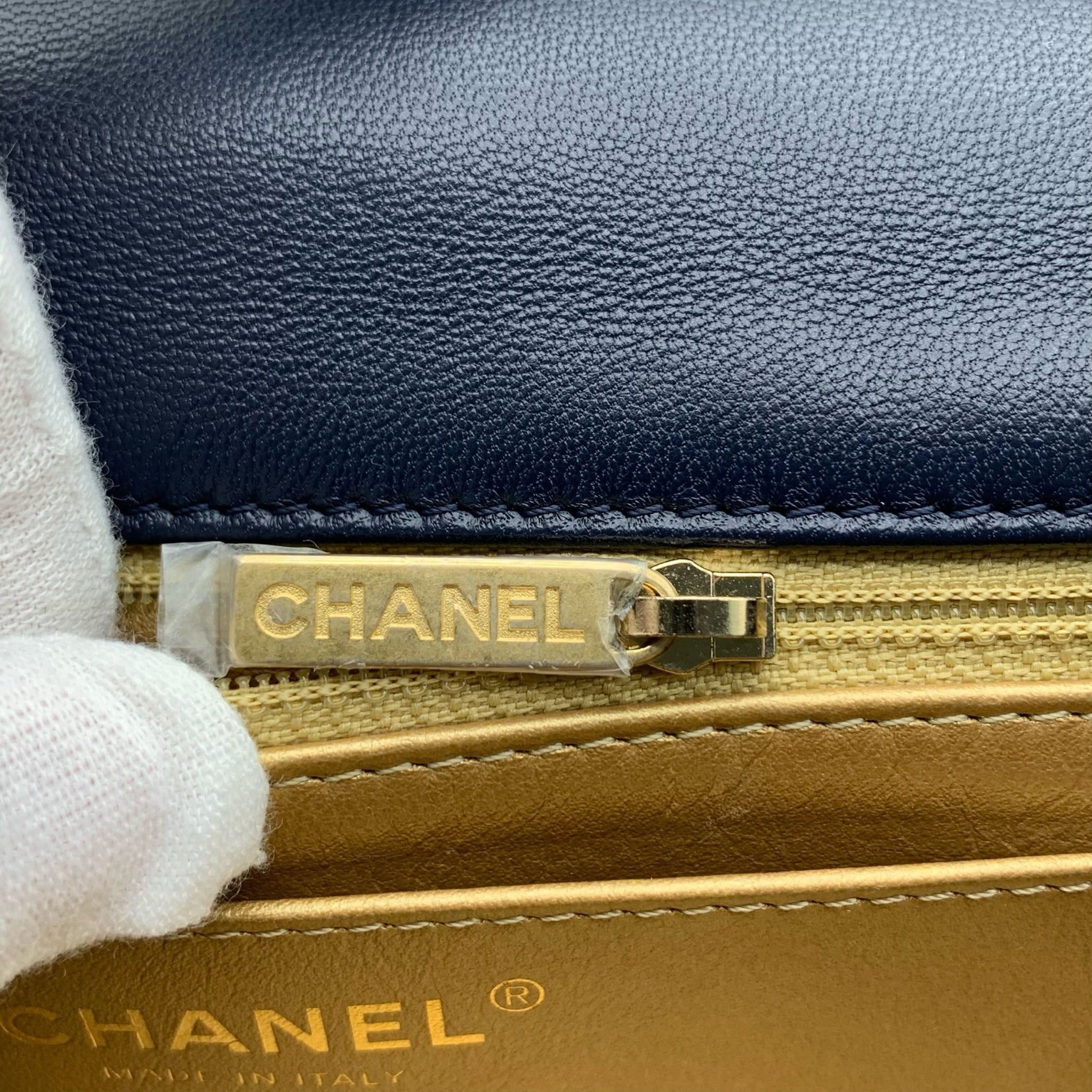 Chanel Mini Classic Flap Rectangle Navy Blue Lambskin Bag image 24